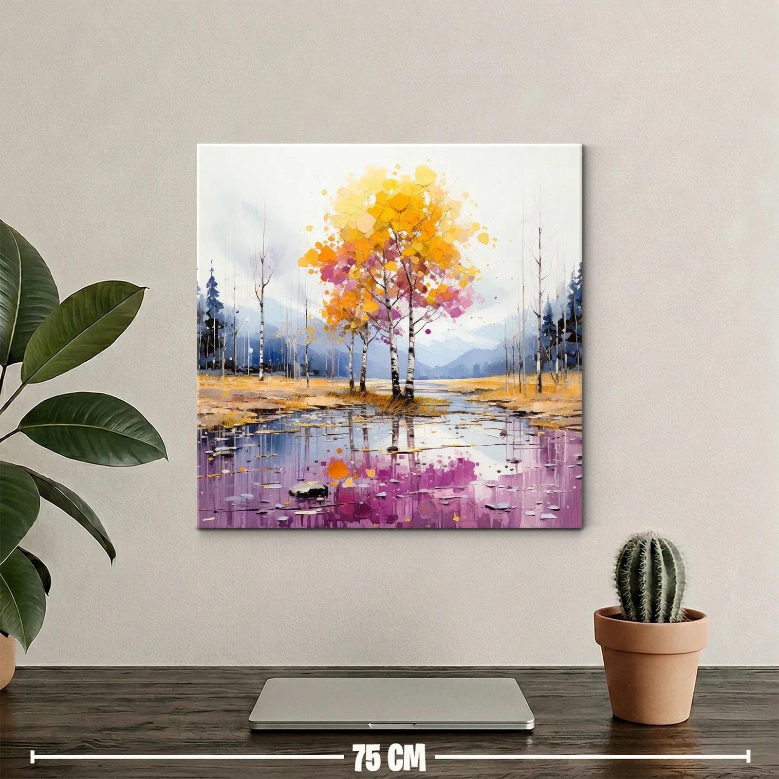 Paisaje otoñal con árboles de tonos cálidos y reflejos — miniatura 2