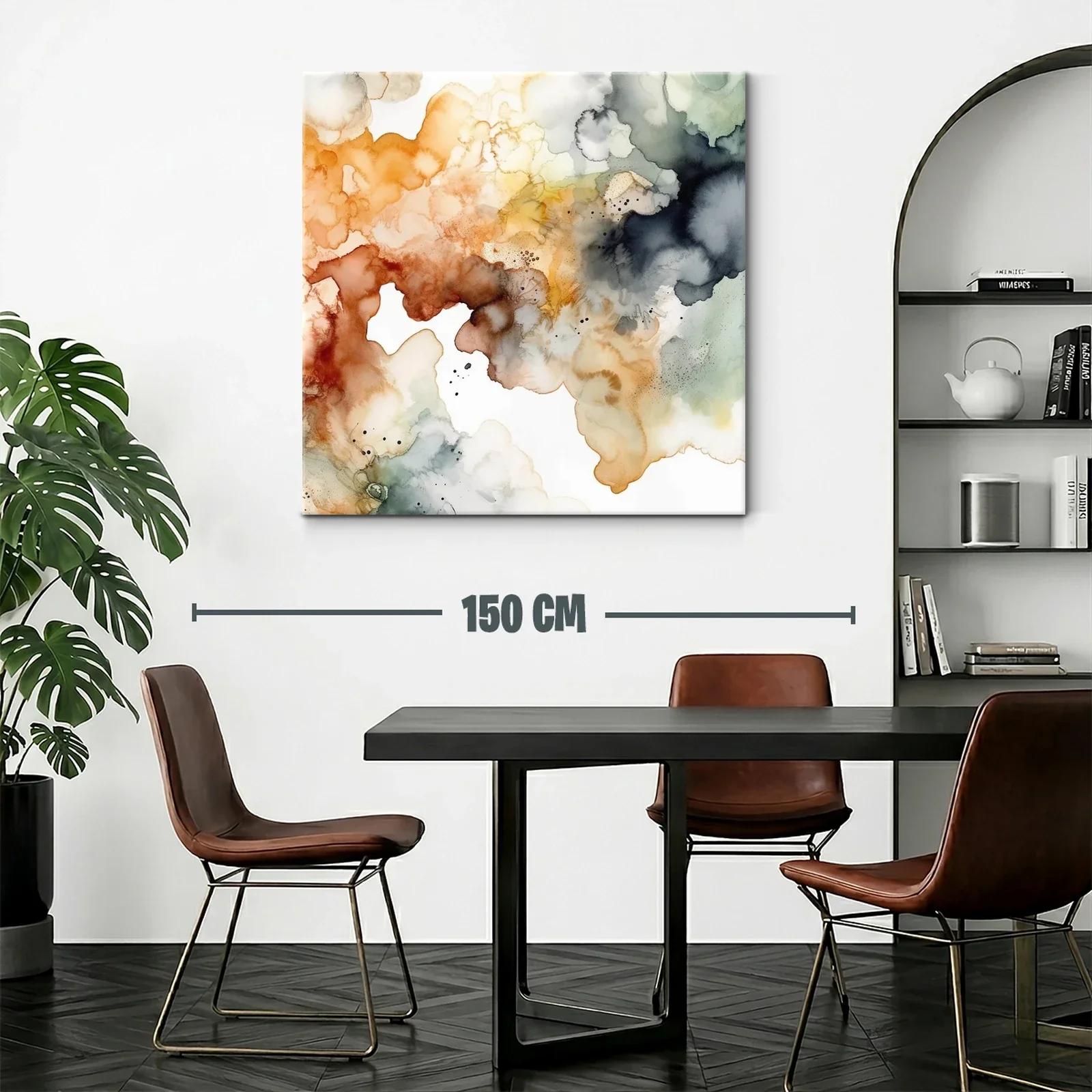 Cuadro abstracto con tonos cálidos y fríos para ambientes modernos — miniatura 2