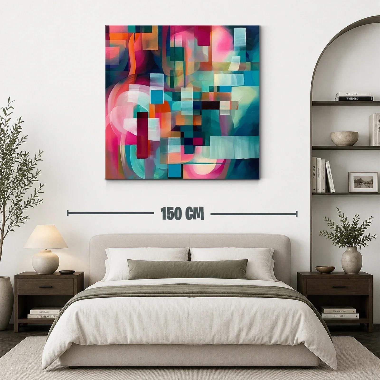 Cuadro Abstracto en Tonos Vibrantes y Geométricos — miniatura 3