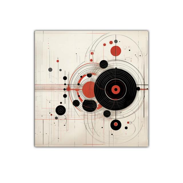 Composición geométrica con círculos y líneas dinámicas