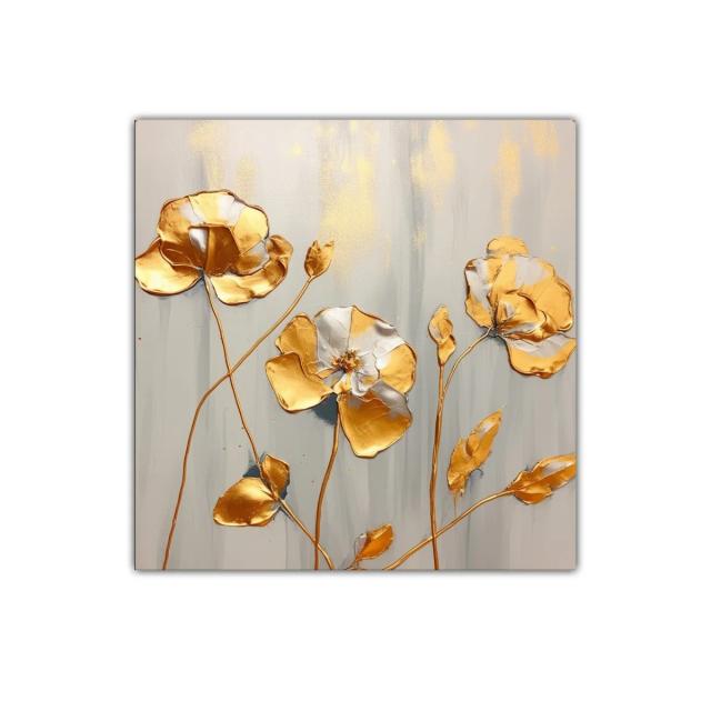 Flores doradas sobre fondo gris claro