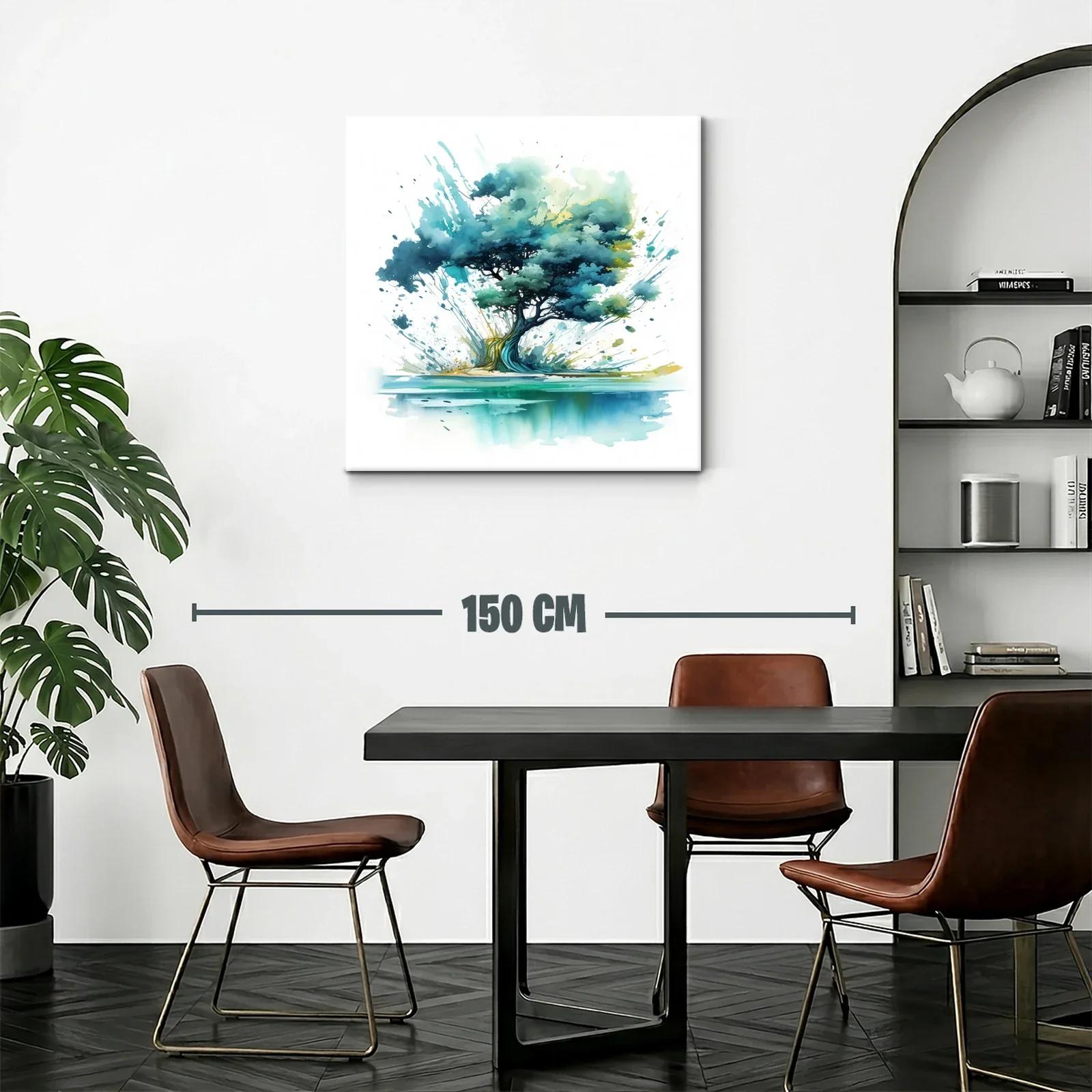 Árbol artístico con tonos azules y verdes vibrantes — miniatura 2