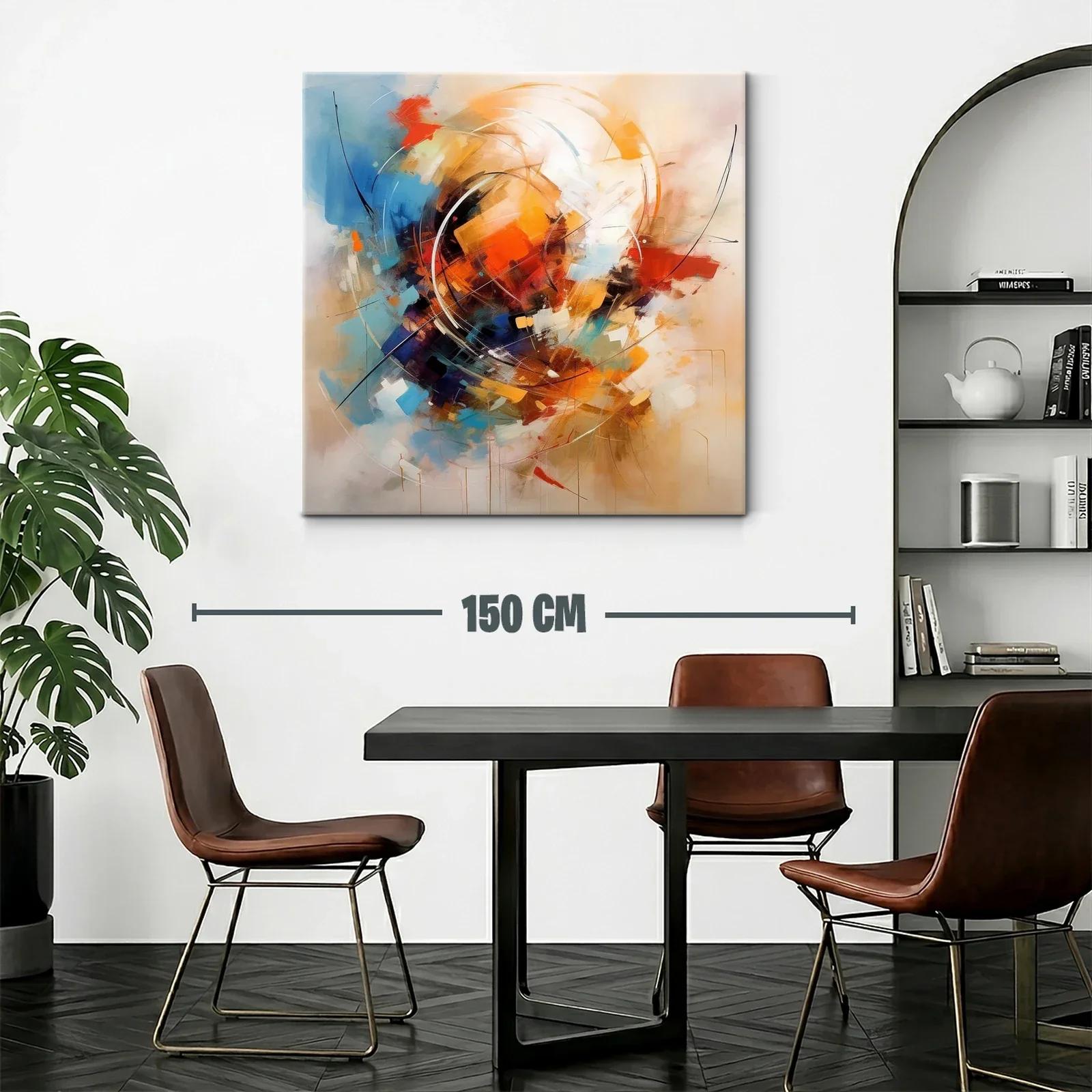 Composición abstracta en tonos cálidos y fríos vibrantes — miniatura 2