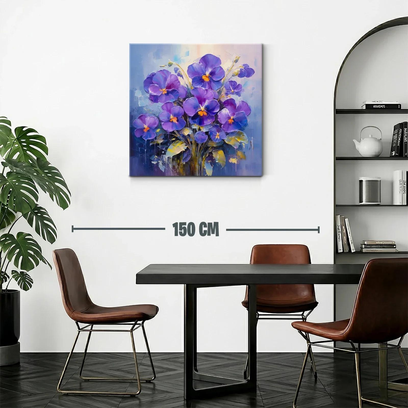 Cuadro moderno con flamantes flores violetas y detalles cálidos — miniatura 2