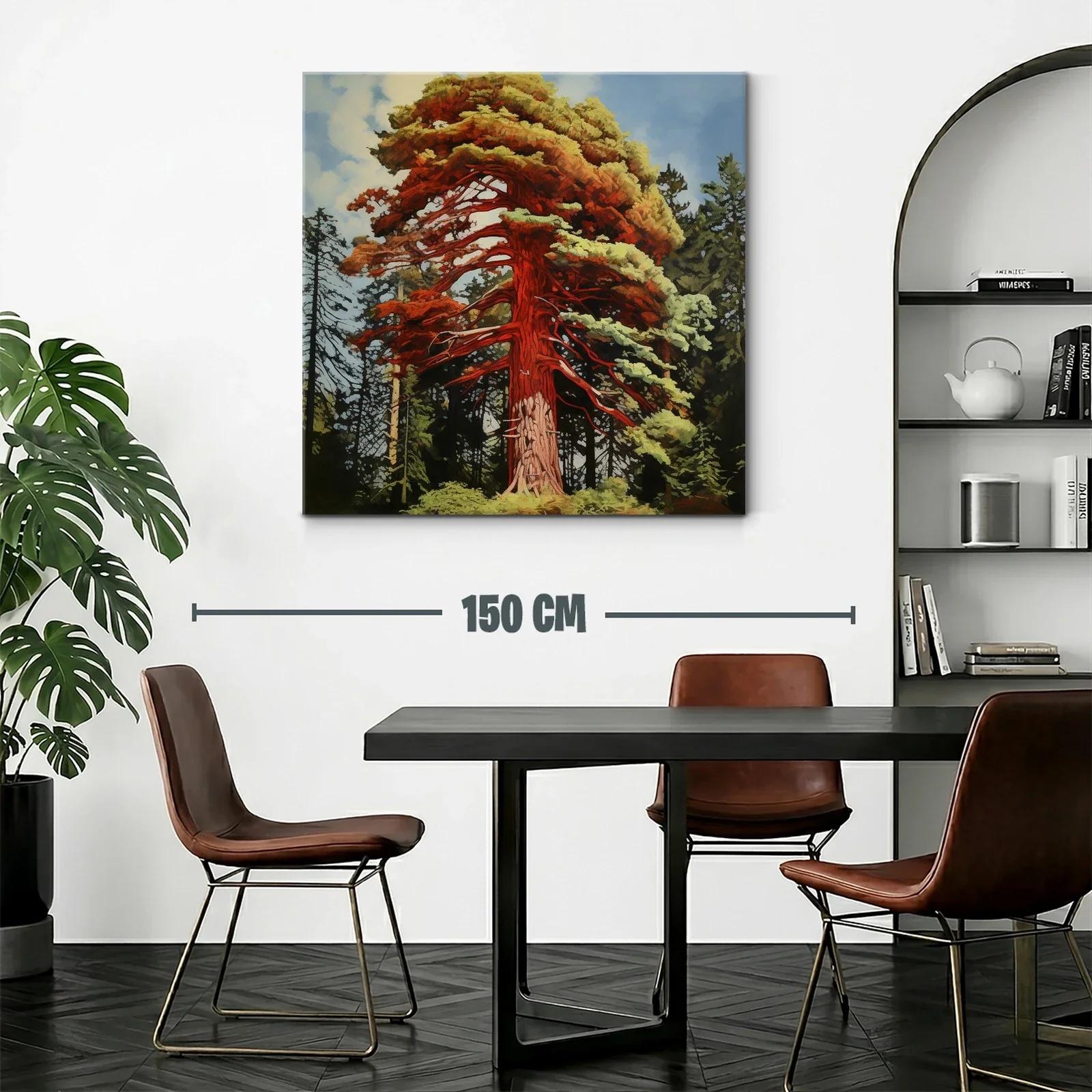 Imponente árbol rojo en bosque natural vibrante — miniatura 2