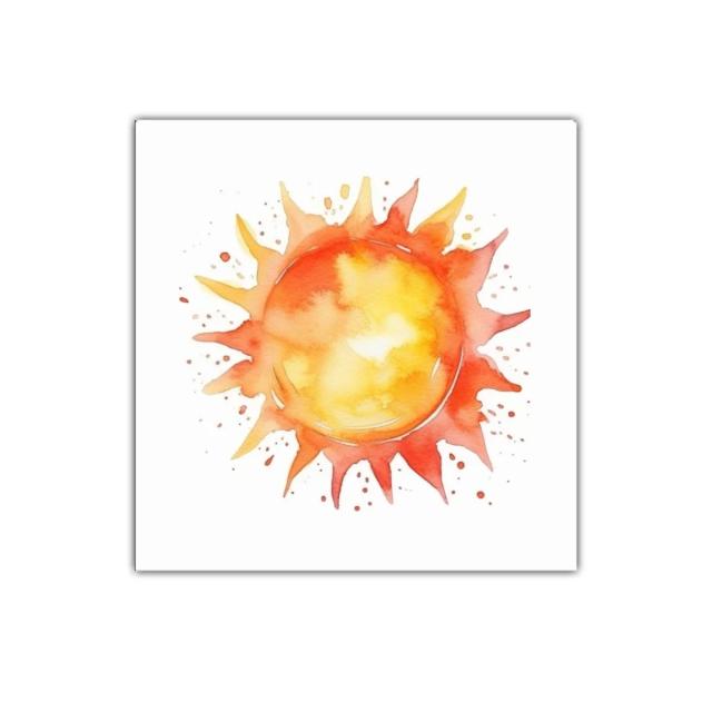 Cuadro decorativo sol vibrante con colores cálidos