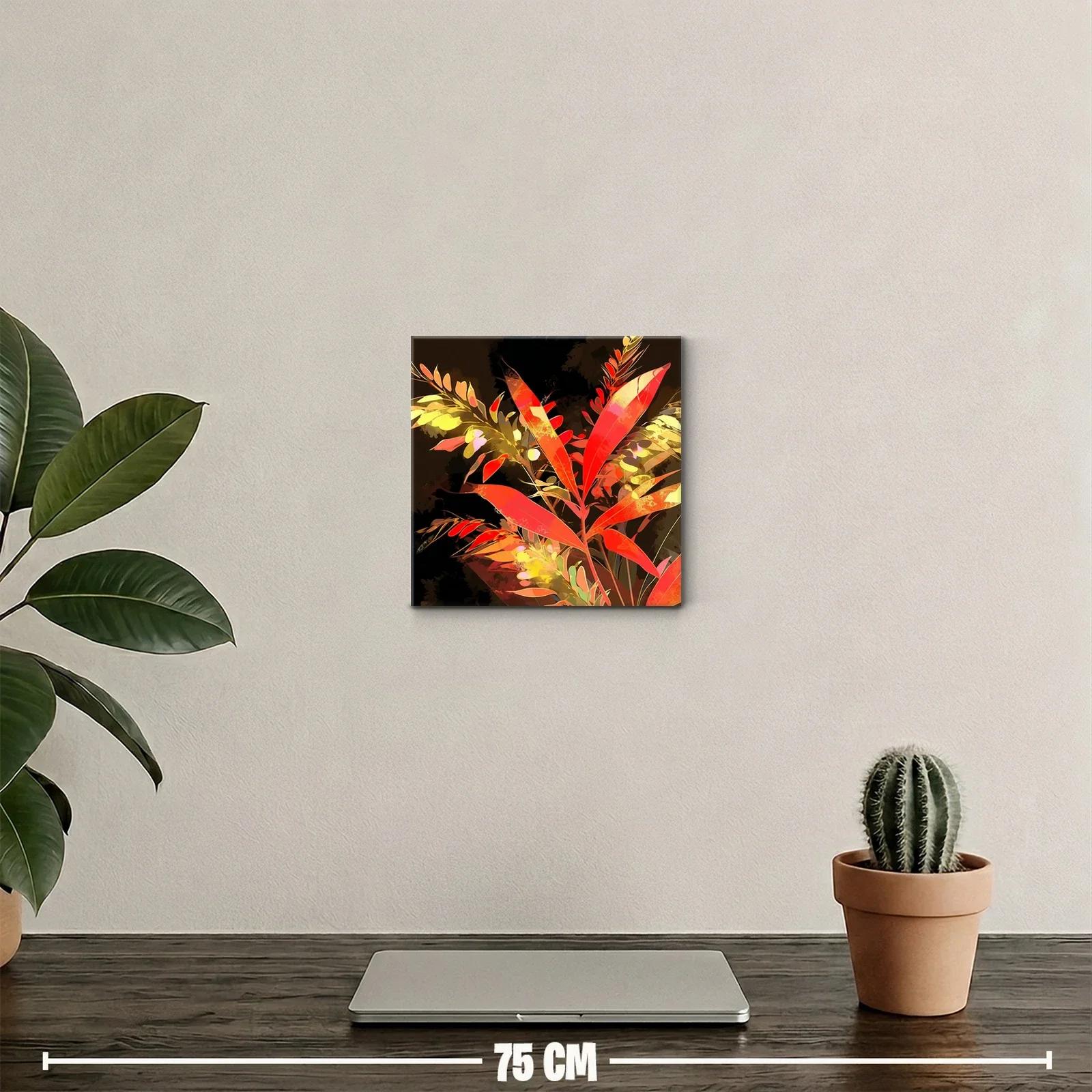 Composición floral vibrante con hojas en tonos rojos y amarillos — miniatura 2