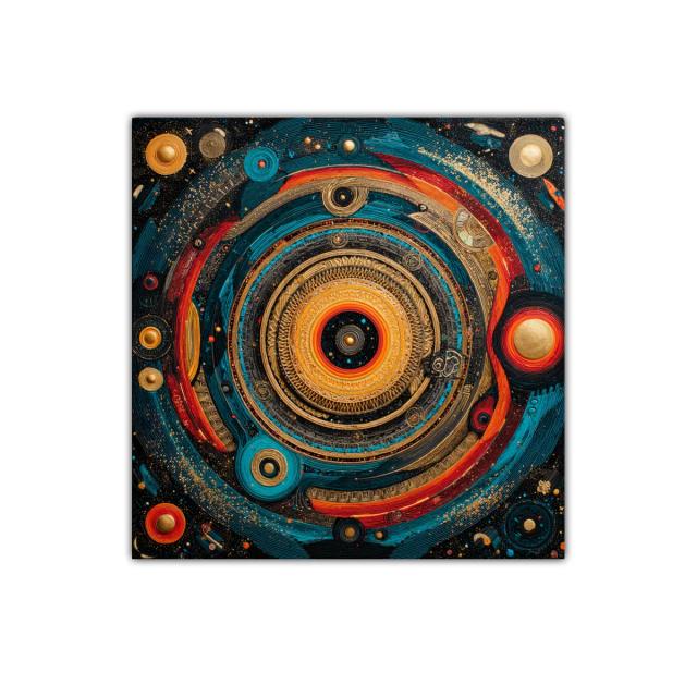 Composición artística inspirada en mandala cósmico colorido