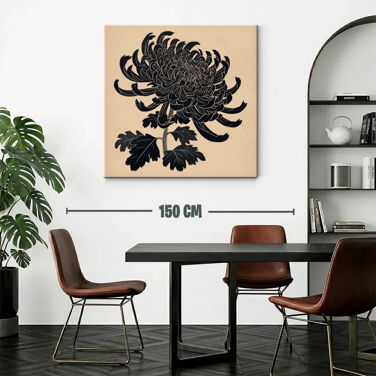 Flor negra de crisantemo sobre fondo beige elegante — miniatura 2