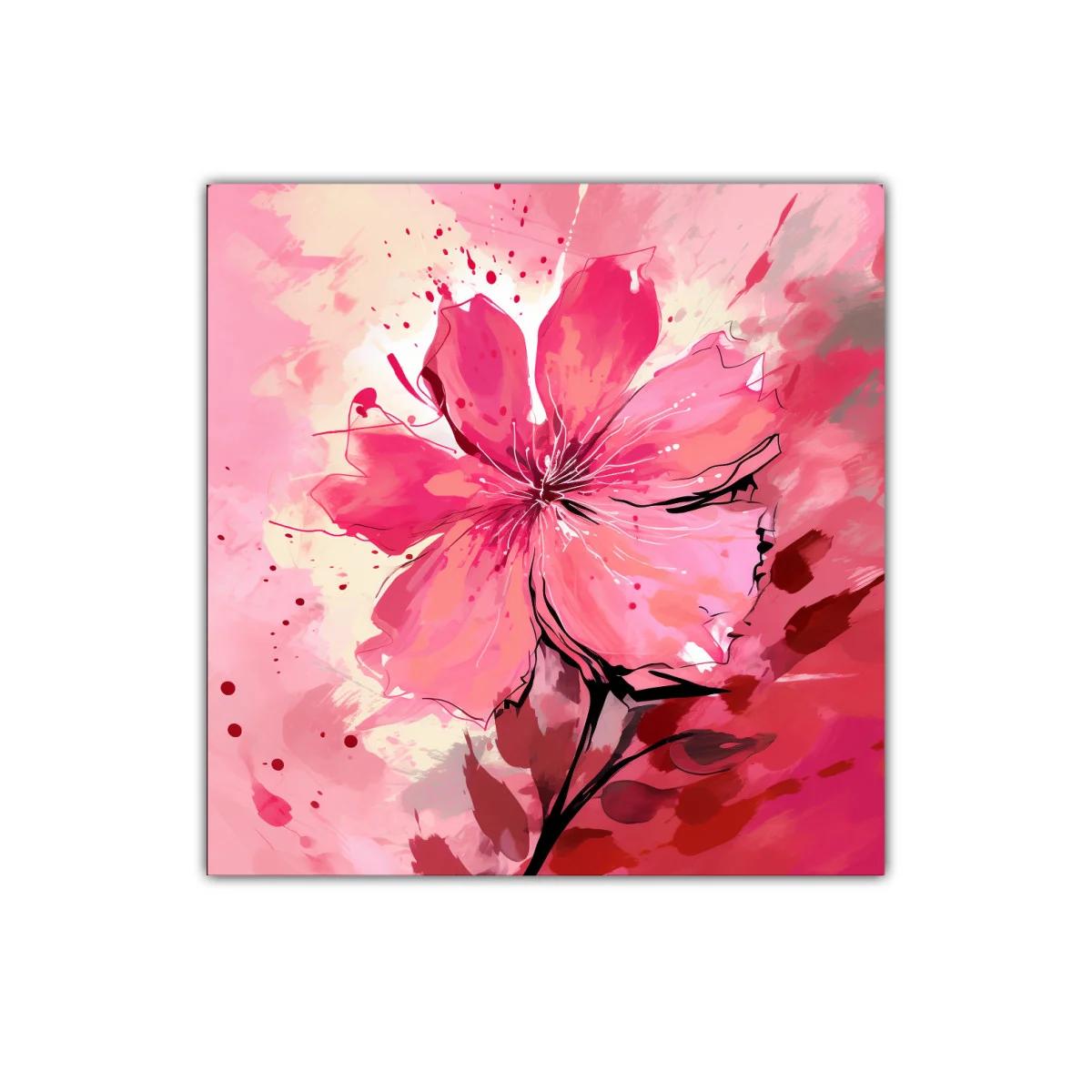 Cuadro decorativo flor abstracta en tonos rosas vibrantes