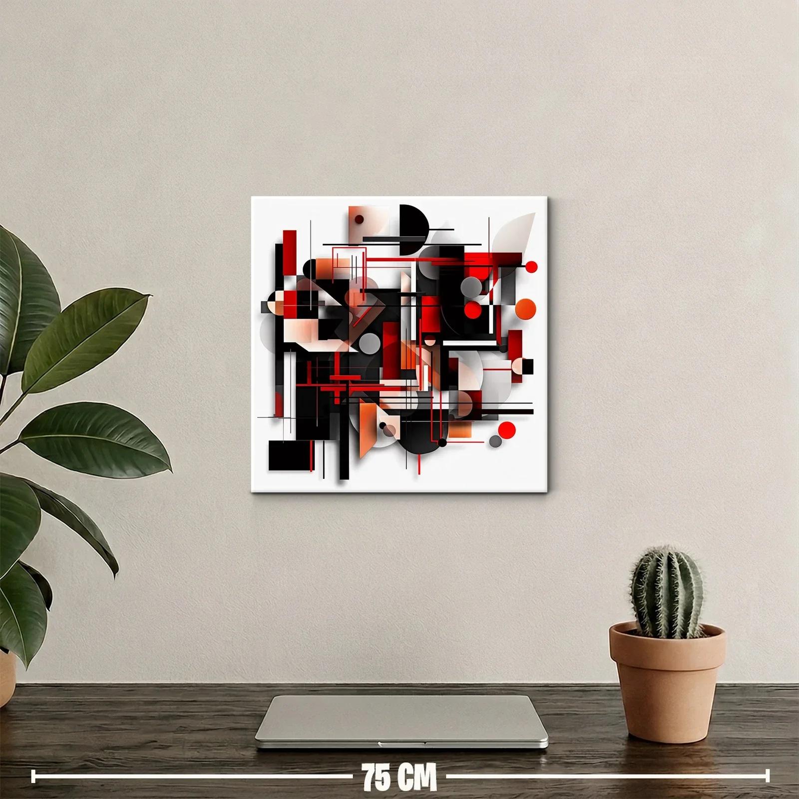 Composición geométrica abstracta en tonos rojo y negro — miniatura 2