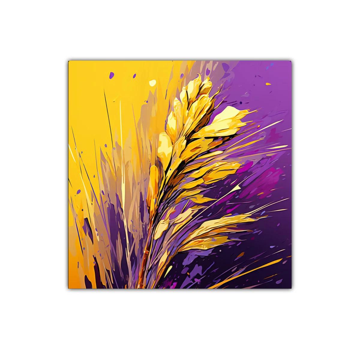 Cuadro decorativo con ramo abstracto en tonos amarillos y morados — imagen principal