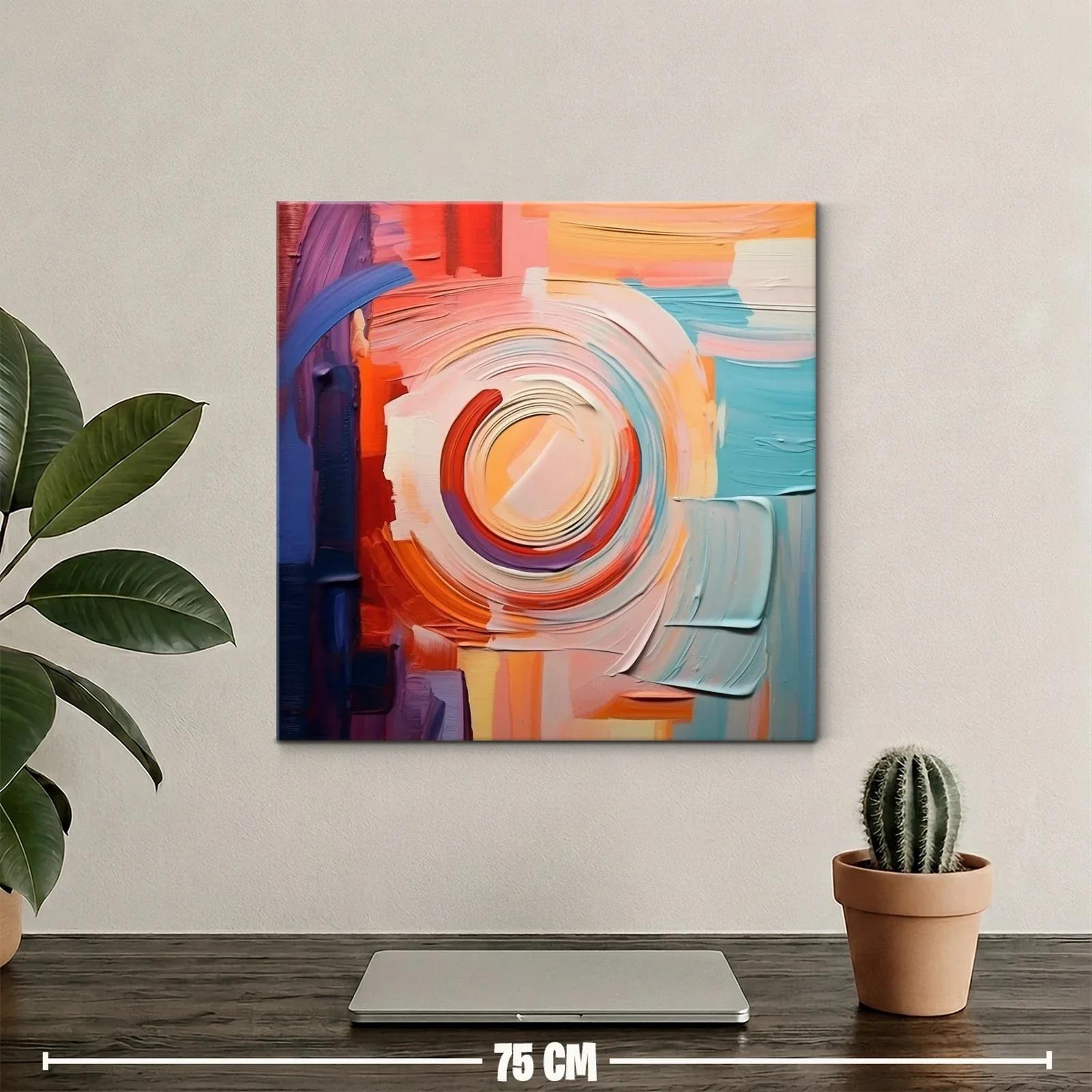 Cuadro abstracto con tonos cálidos y formas circulares — miniatura 2