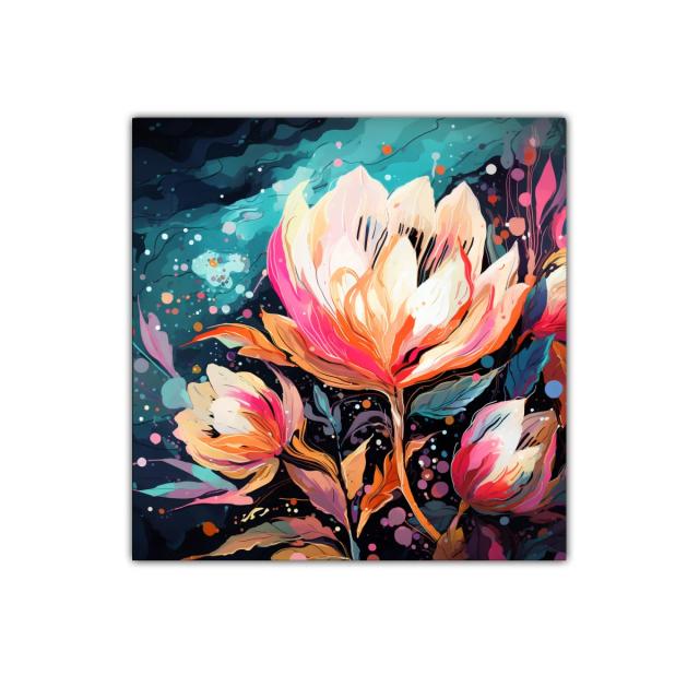 Flor abstracta vibrante con colores intensos y diseño moderno