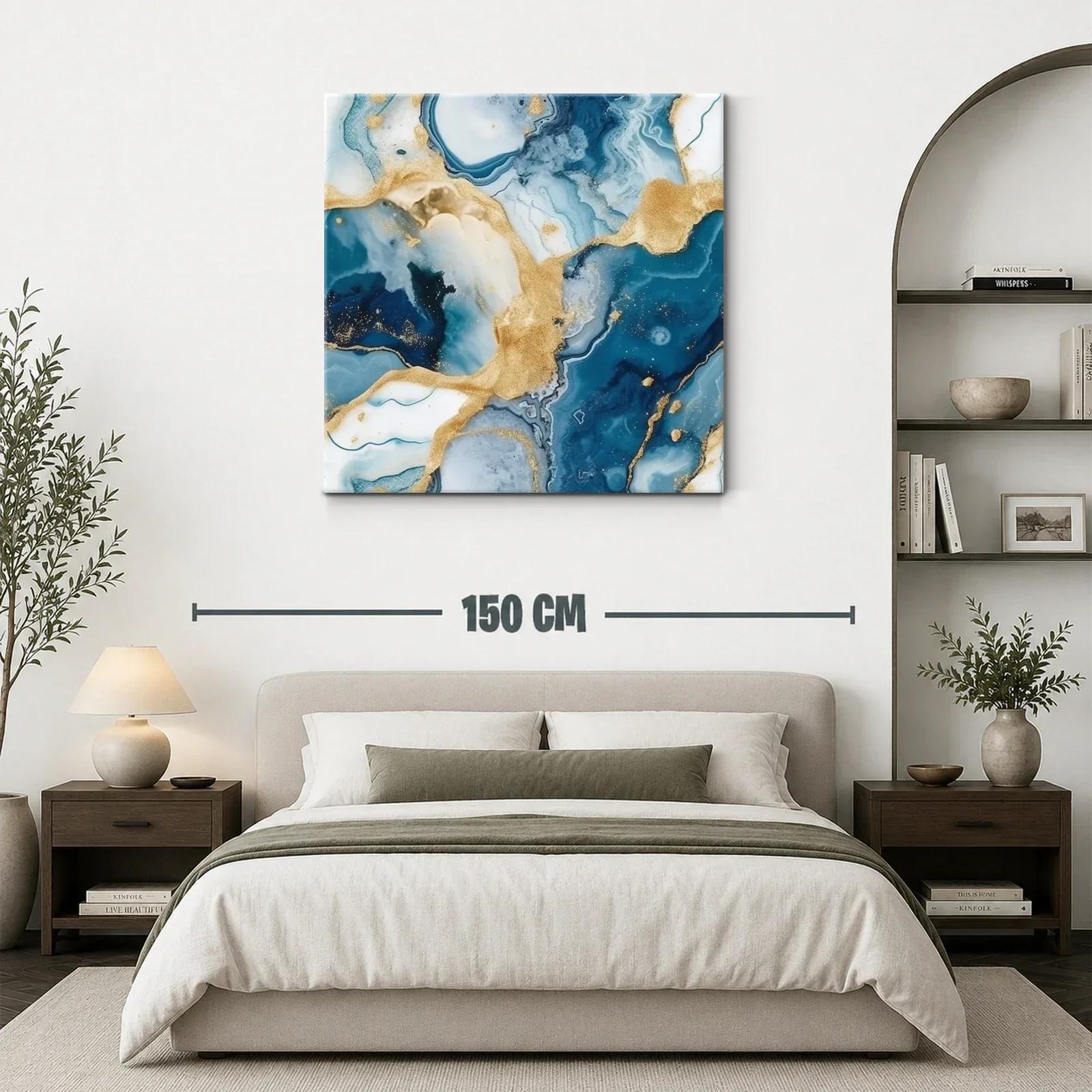 Arte abstracto con tonos azules y dorados elegantes — miniatura 3