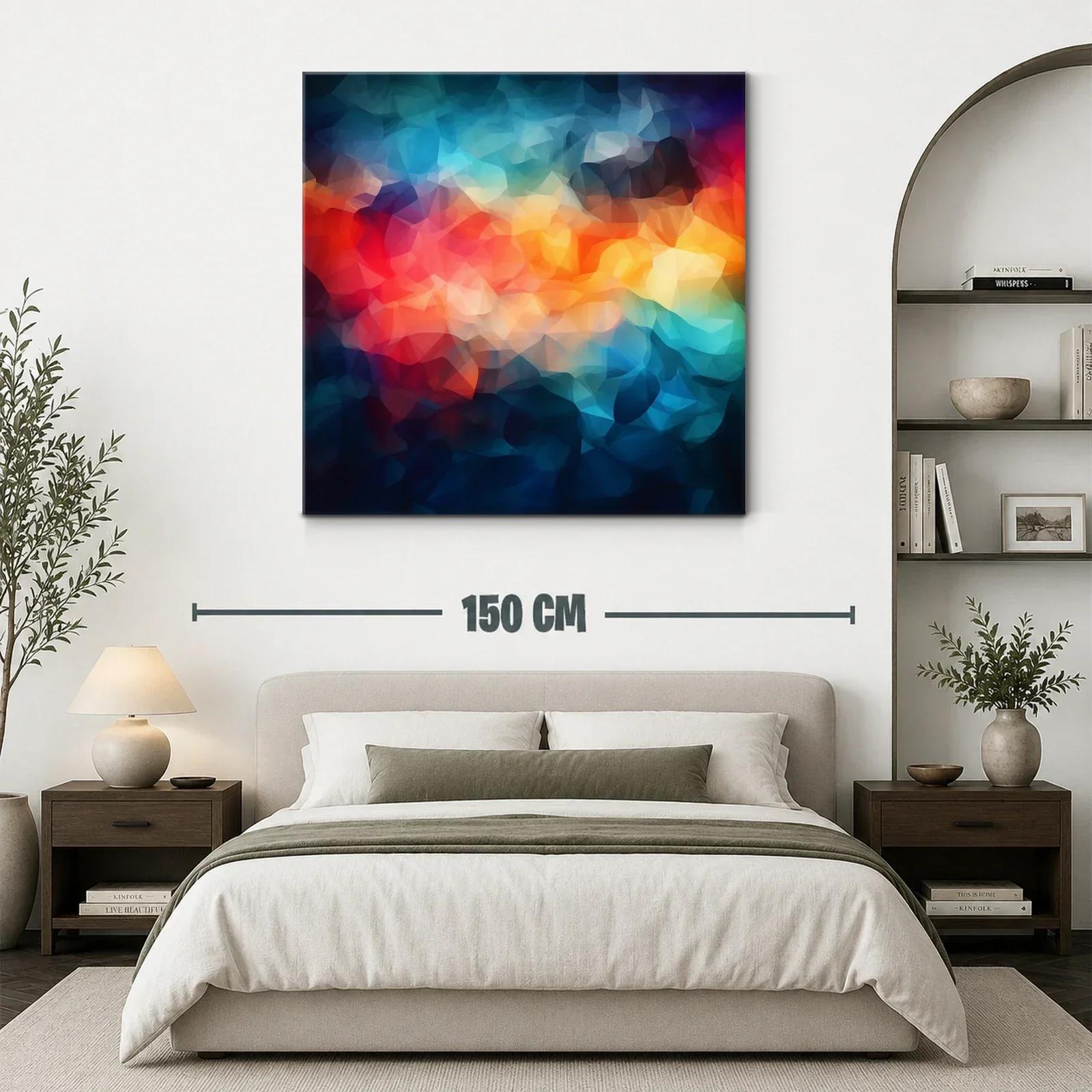 Cuadro abstracto con tonos vibrantes y efectos luminosos — miniatura 3
