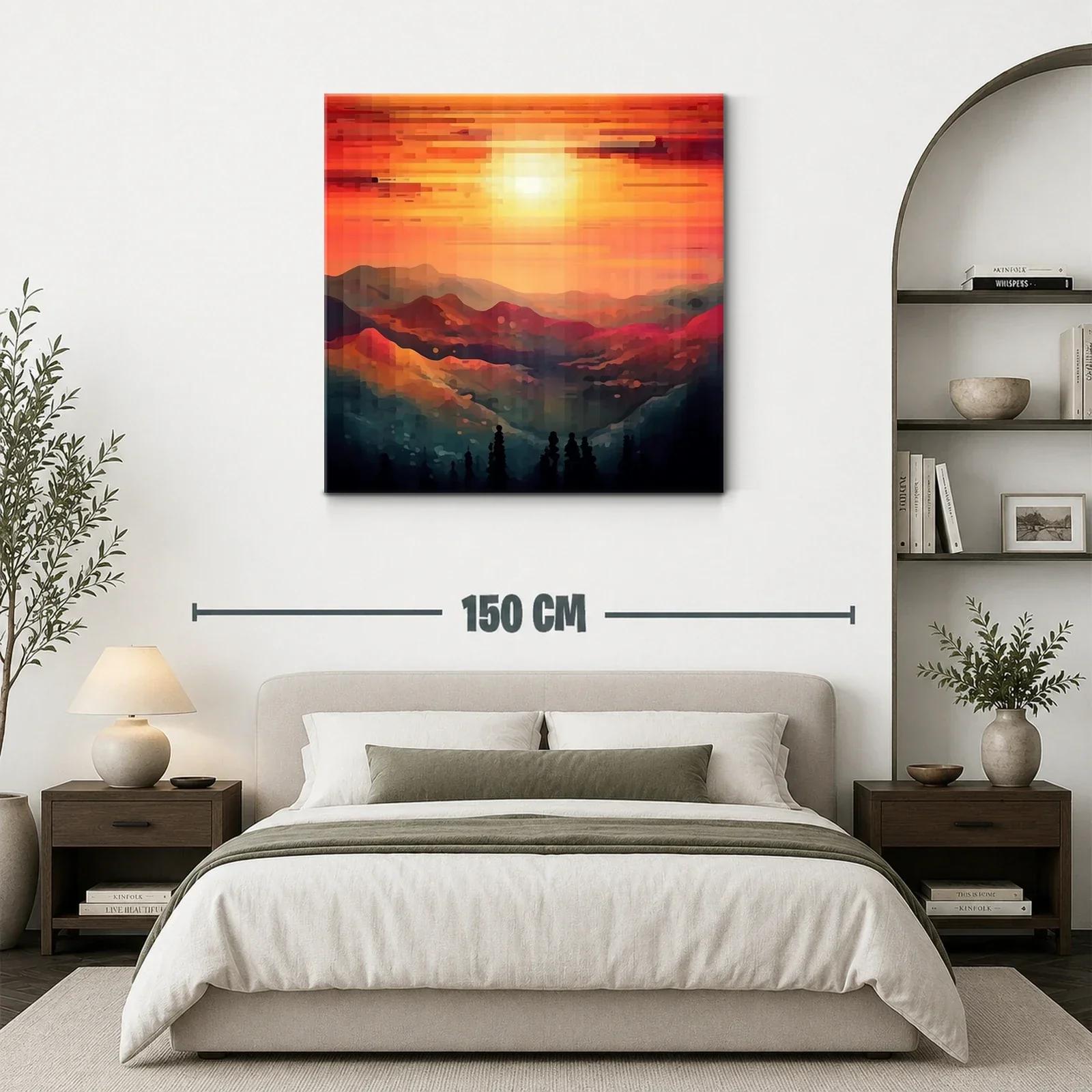 Paisaje de montaña con sol poniente en tonos cálidos — miniatura 3