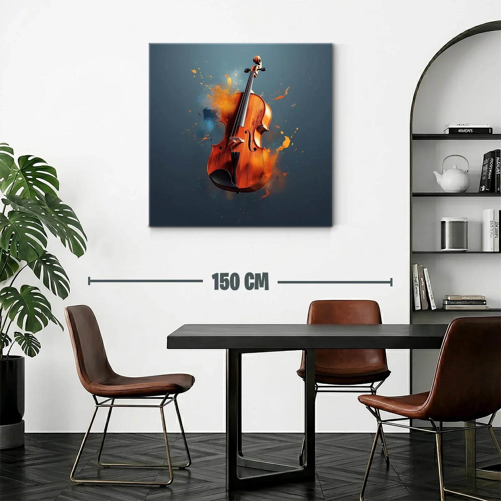 Violín con efectos de pintura vibrante sobre fondo azul — miniatura 2
