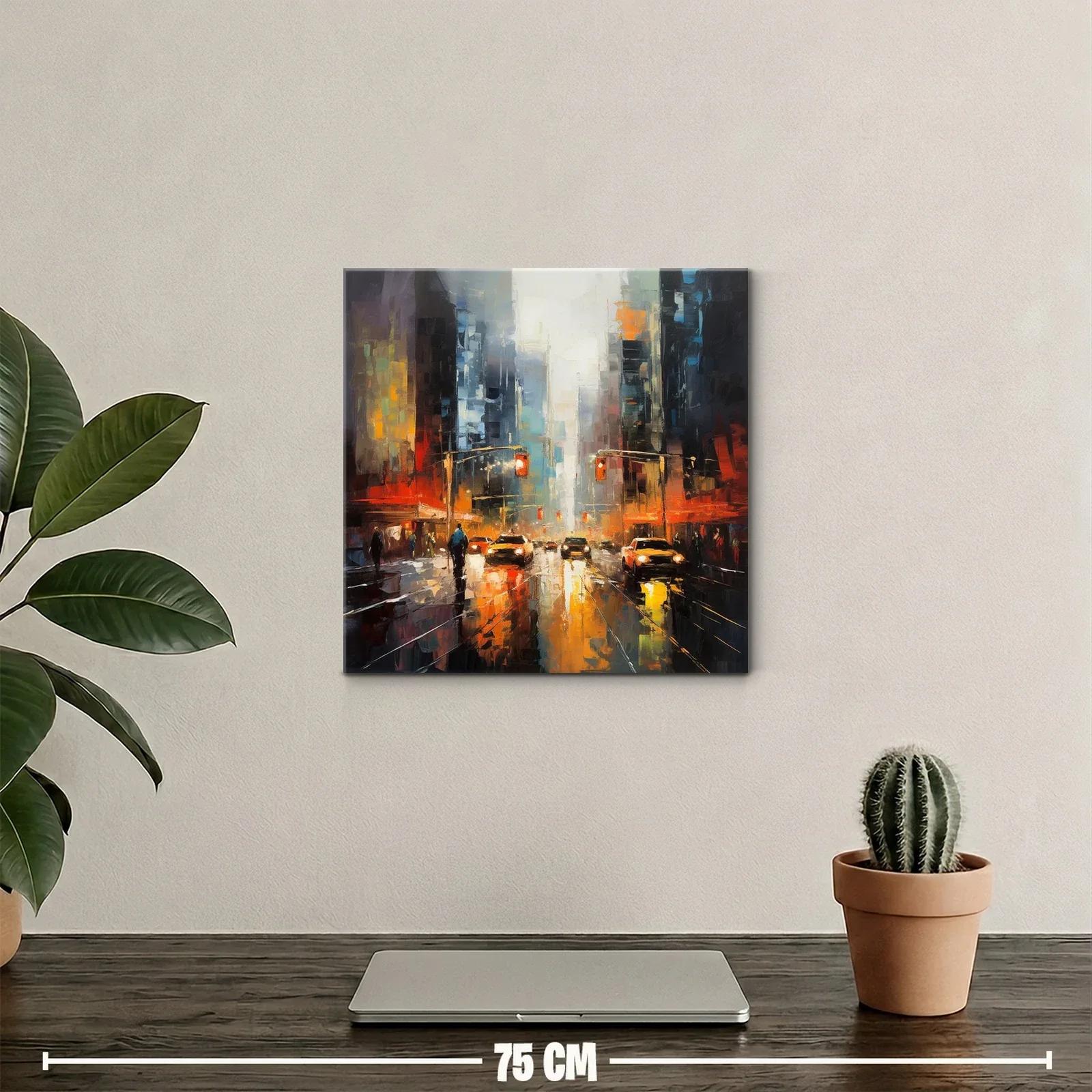 Atardecer urbano con luces reflejadas en la calle mojada — miniatura 2