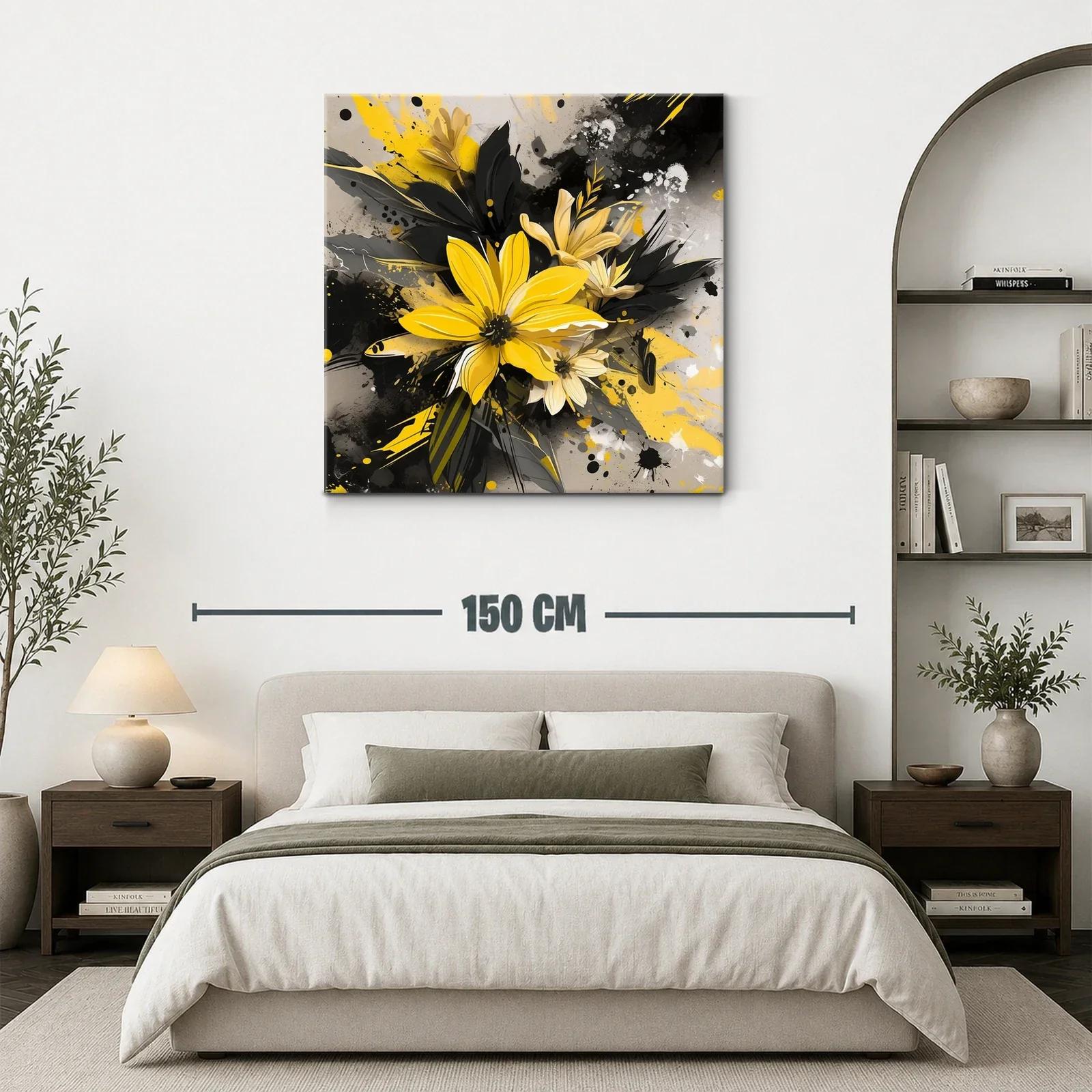 Flores vibrantes en tonos amarillos y negros modernos — miniatura 3