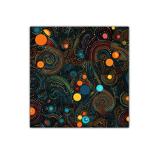 Cuadro abstracto en espirales con puntos vibrantes