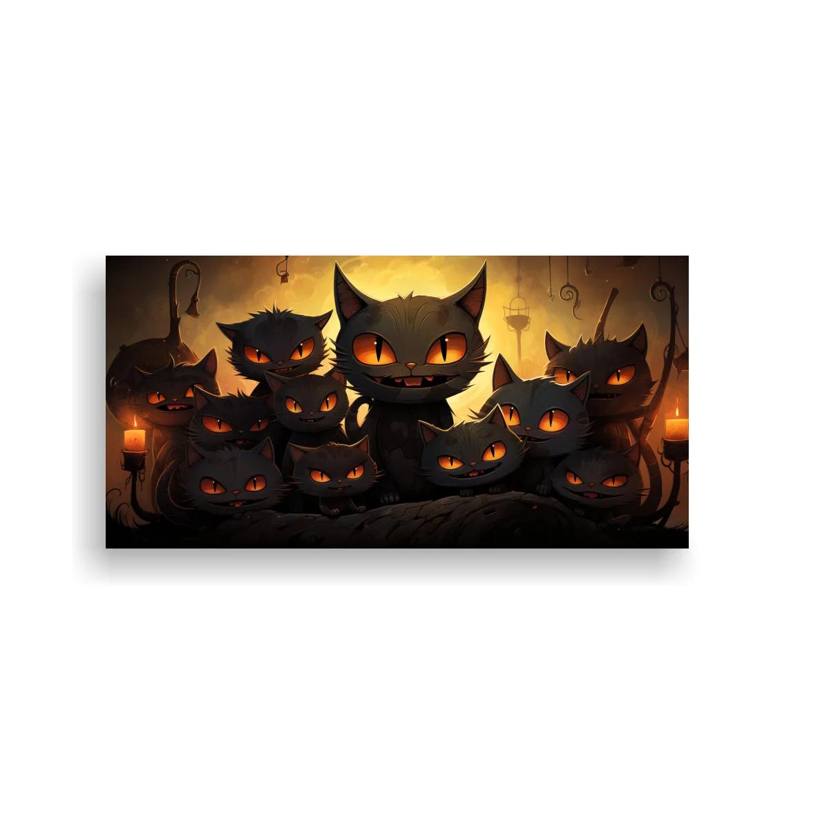 Cuadro grupo de gatos negros con velas encendidas — imagen principal