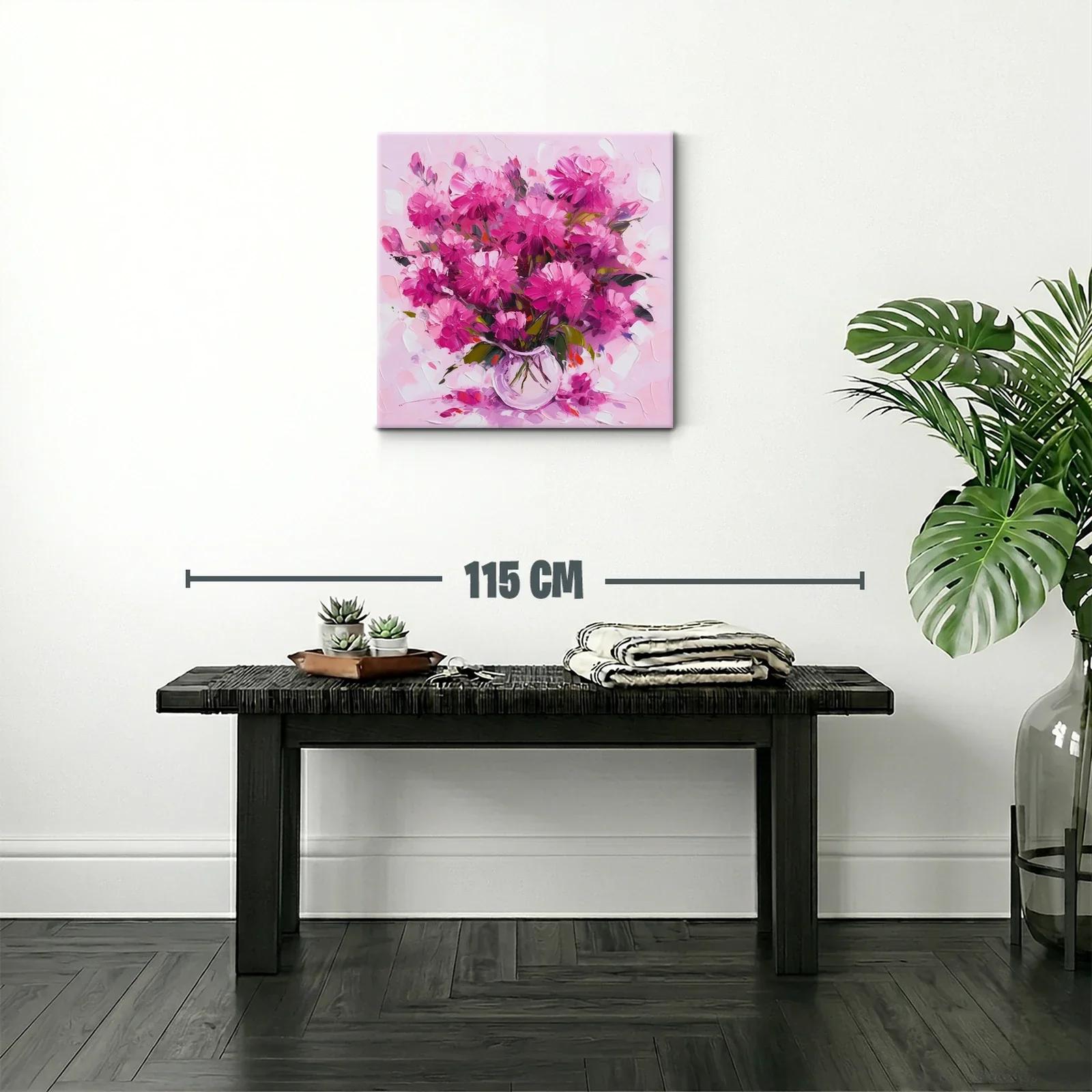 Cuadro floral con vibrantes tonos rosas y lilas — miniatura 2