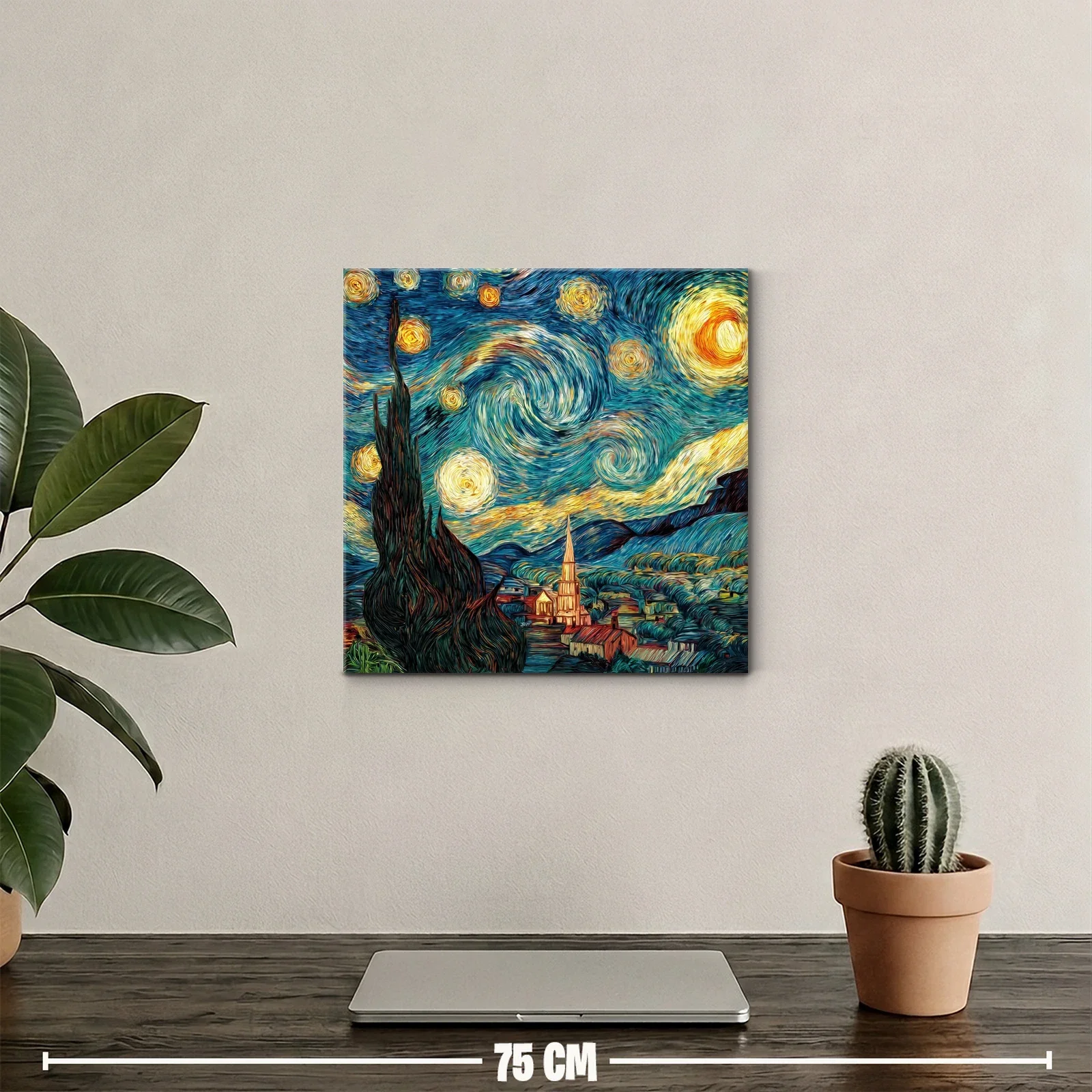 Cuadro inspirado en paisaje nocturno con cielo estrellado vibrante — miniatura 2