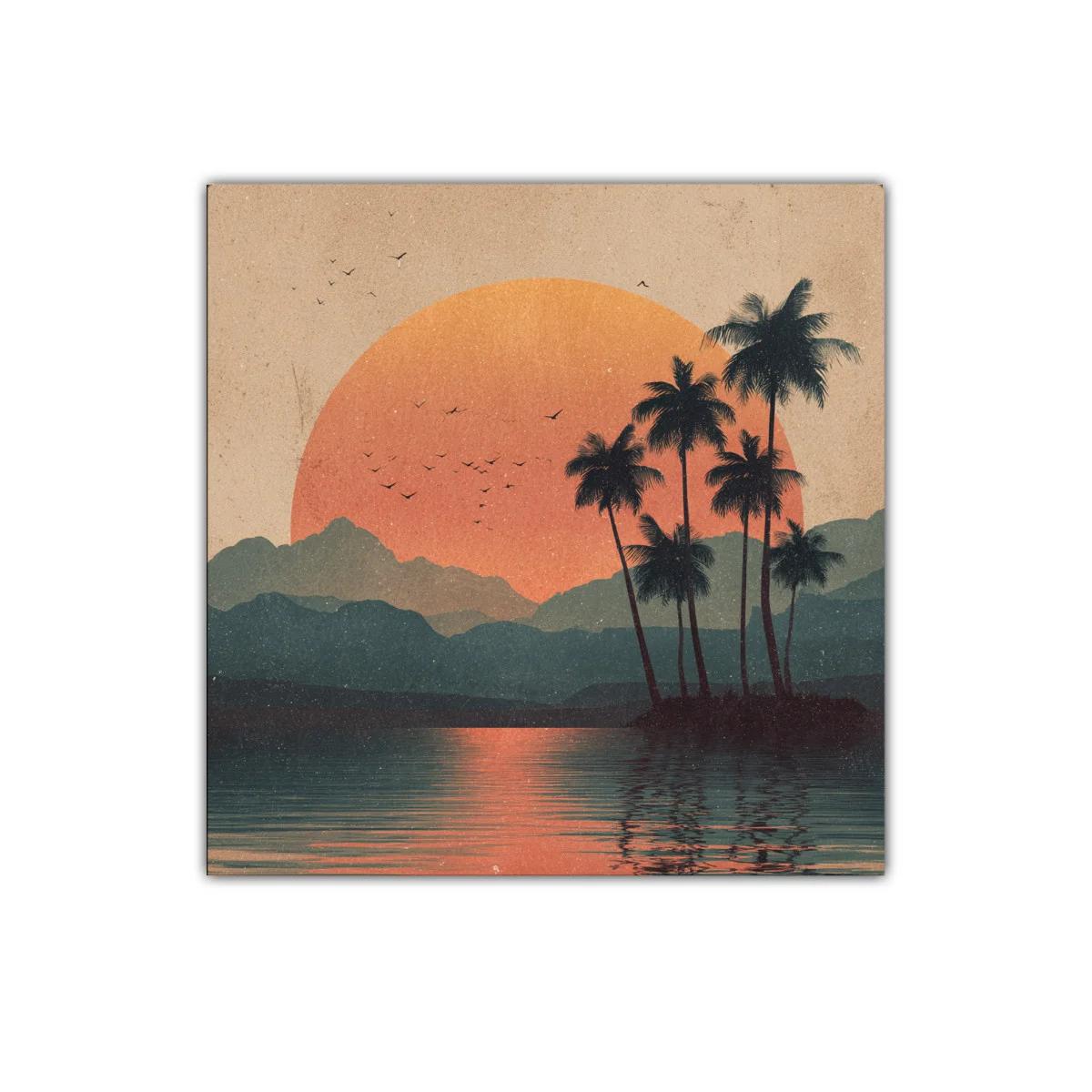 Atardecer tropical con palmeras y reflejo en el agua — imagen principal