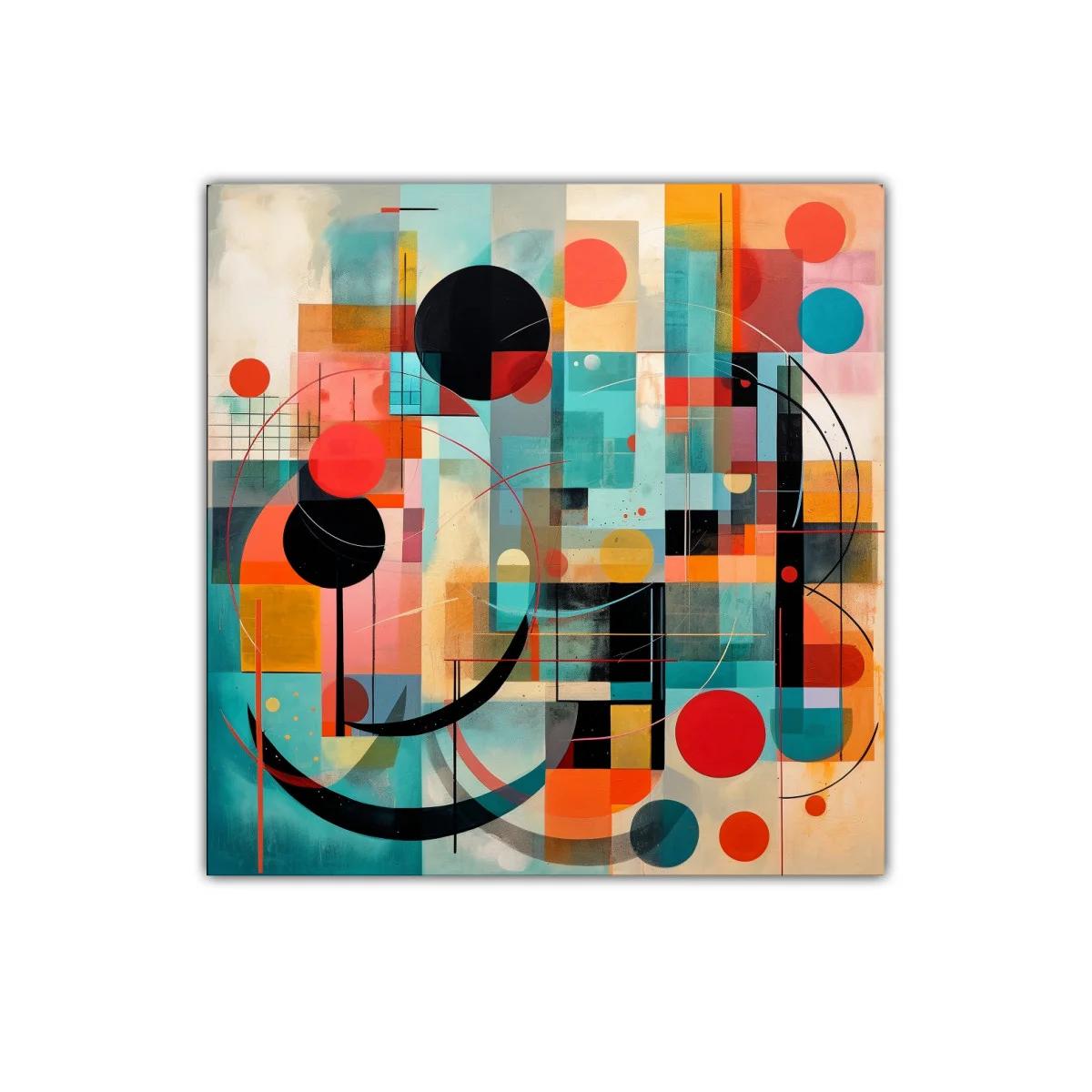 Cuadro decorativo con diseño geométrico y colores vibrantes