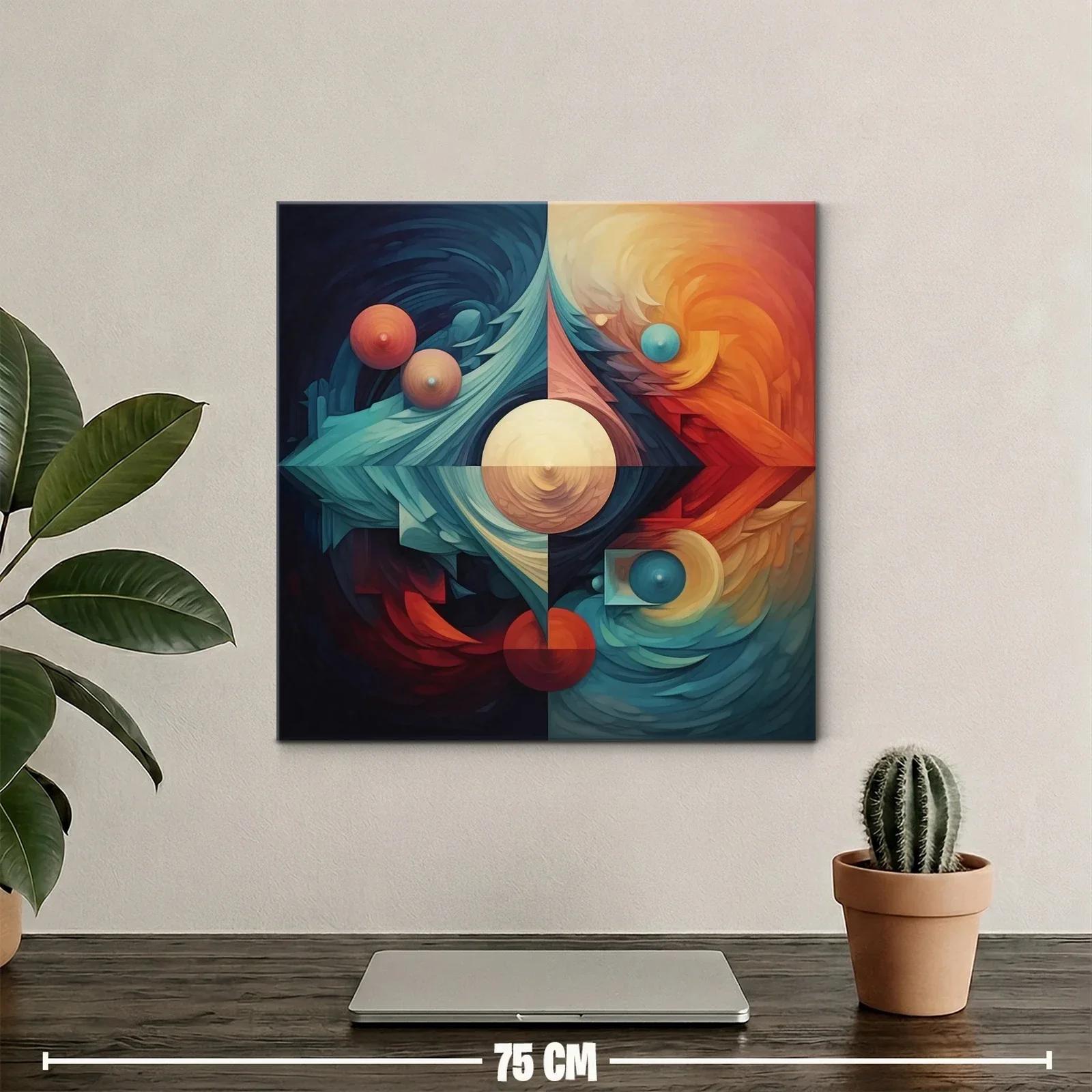 Composición abstracta con formas geométricas y esferas vibrantes — miniatura 2