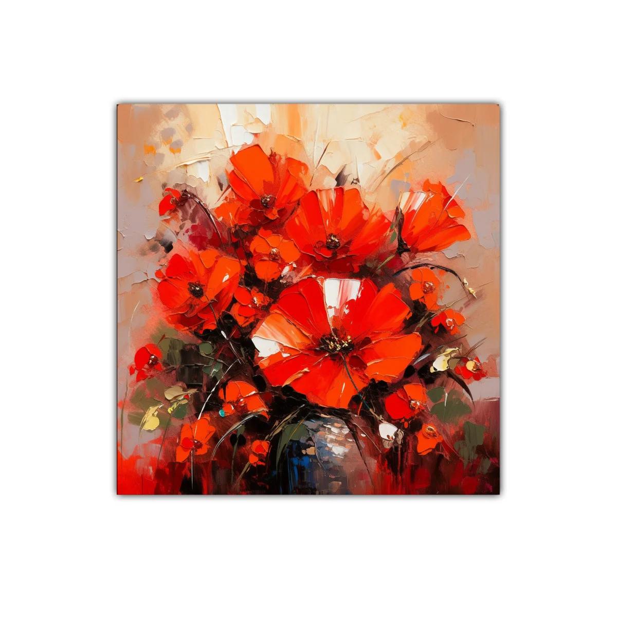 Cuadro decorativo con vibrante ramo de flores rojas — imagen principal