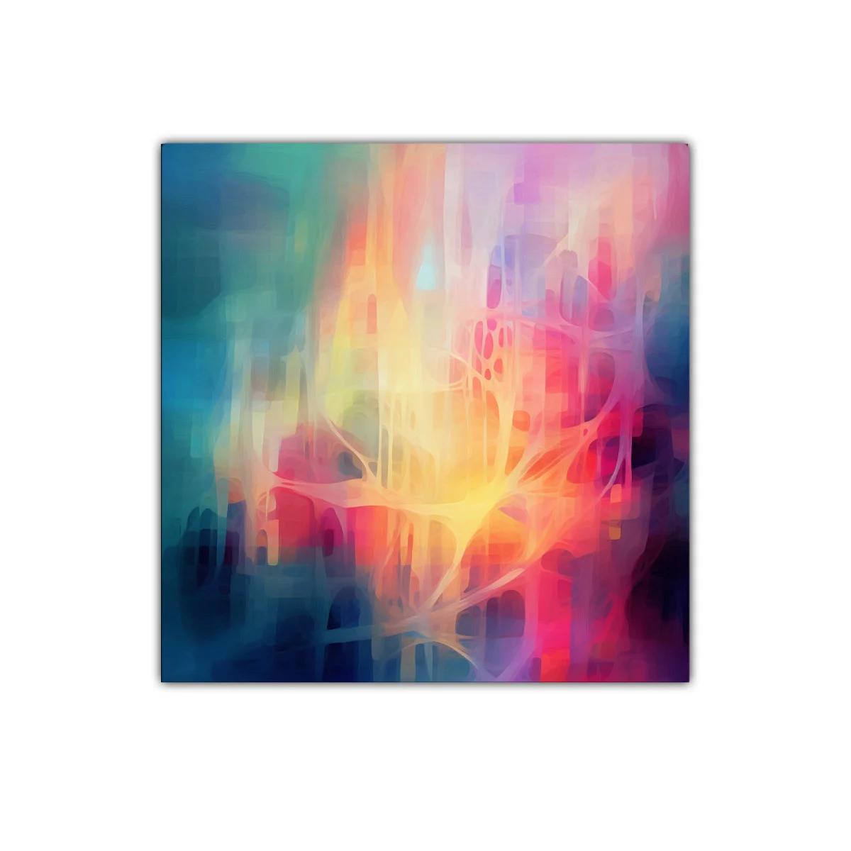 Cuadro abstracto con colores vibrantes y formas fluidas