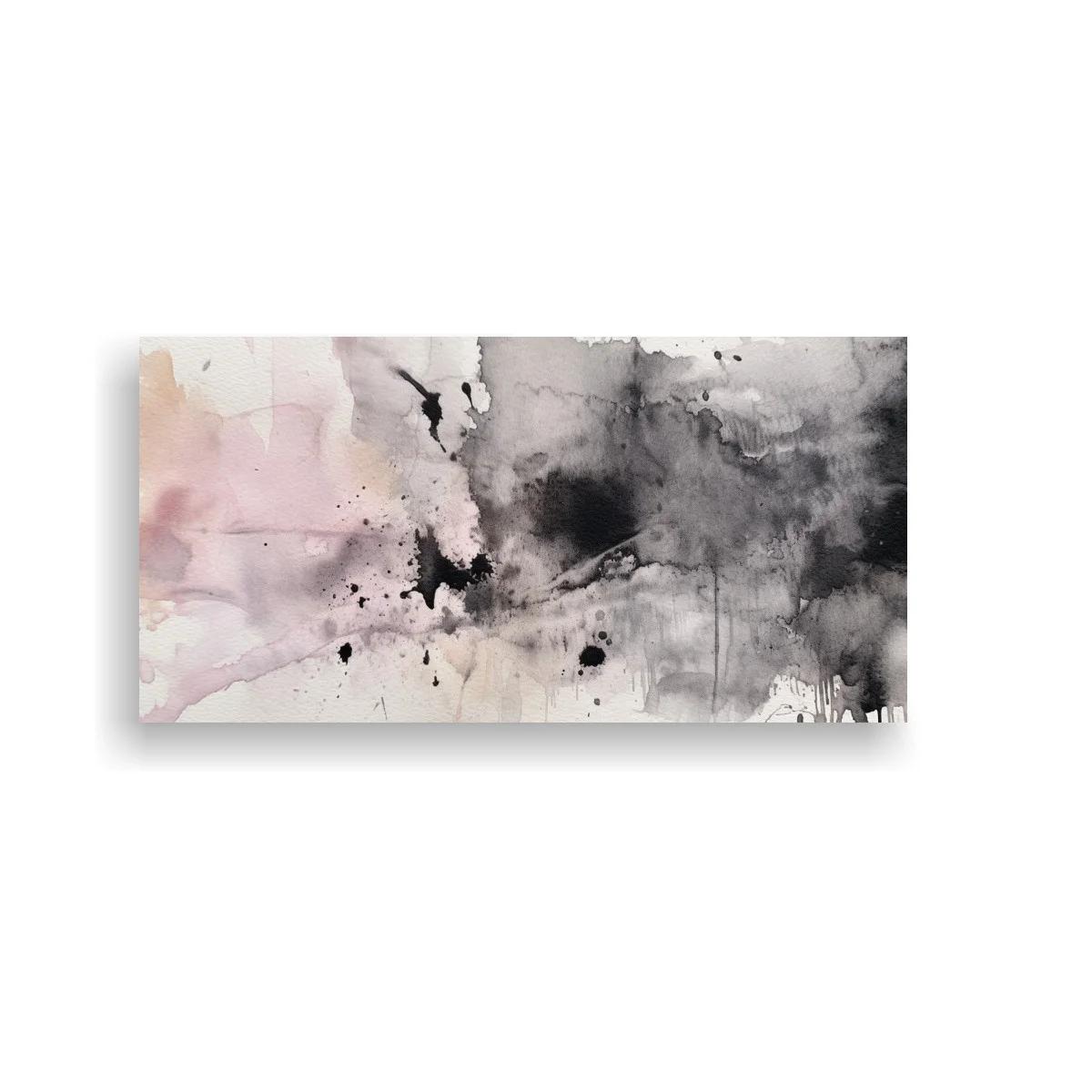 Cuadro mancha abstracta en acuarela con goteos finos