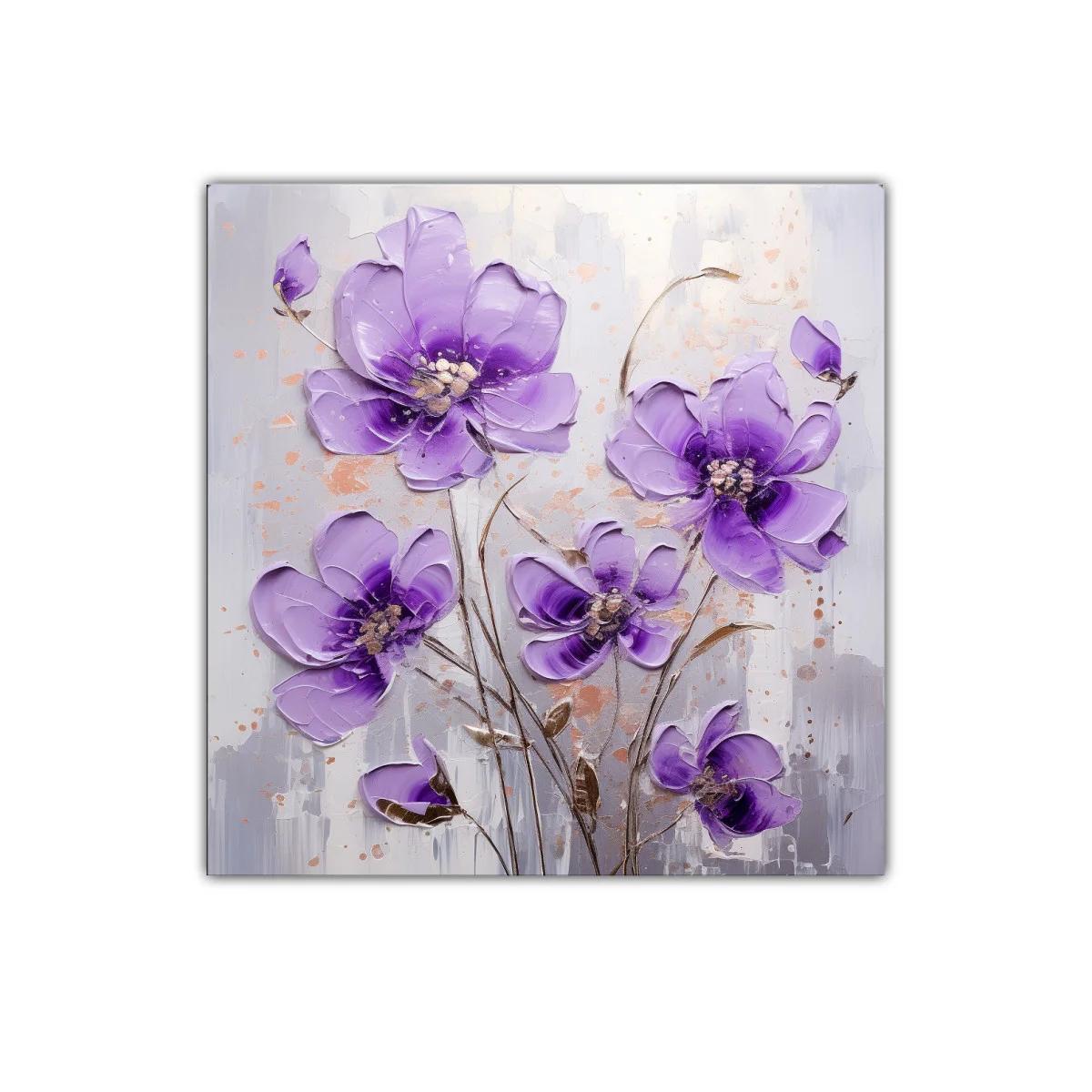 Cuadro floral con flores moradas en estilo moderno — imagen principal