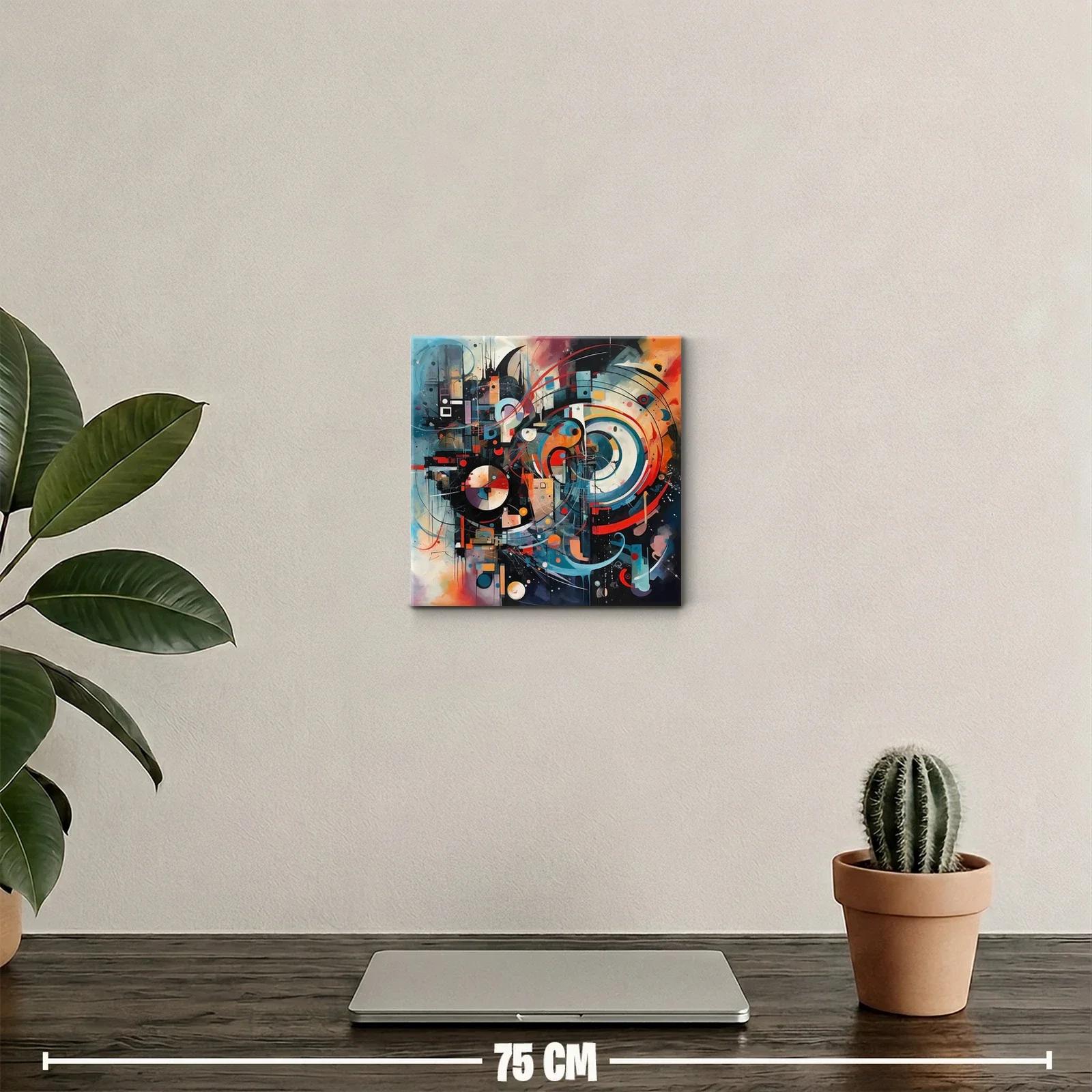 Cuadro abstracto con formas circulares y dinámicas — miniatura 2