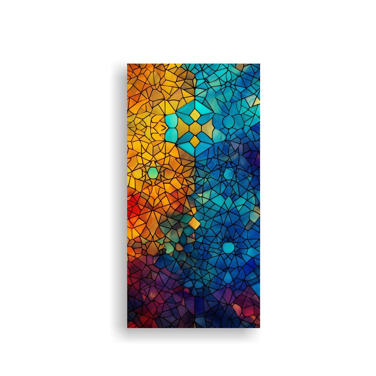 Cuadro mosaico geométrico abstracto con círculos luminosos