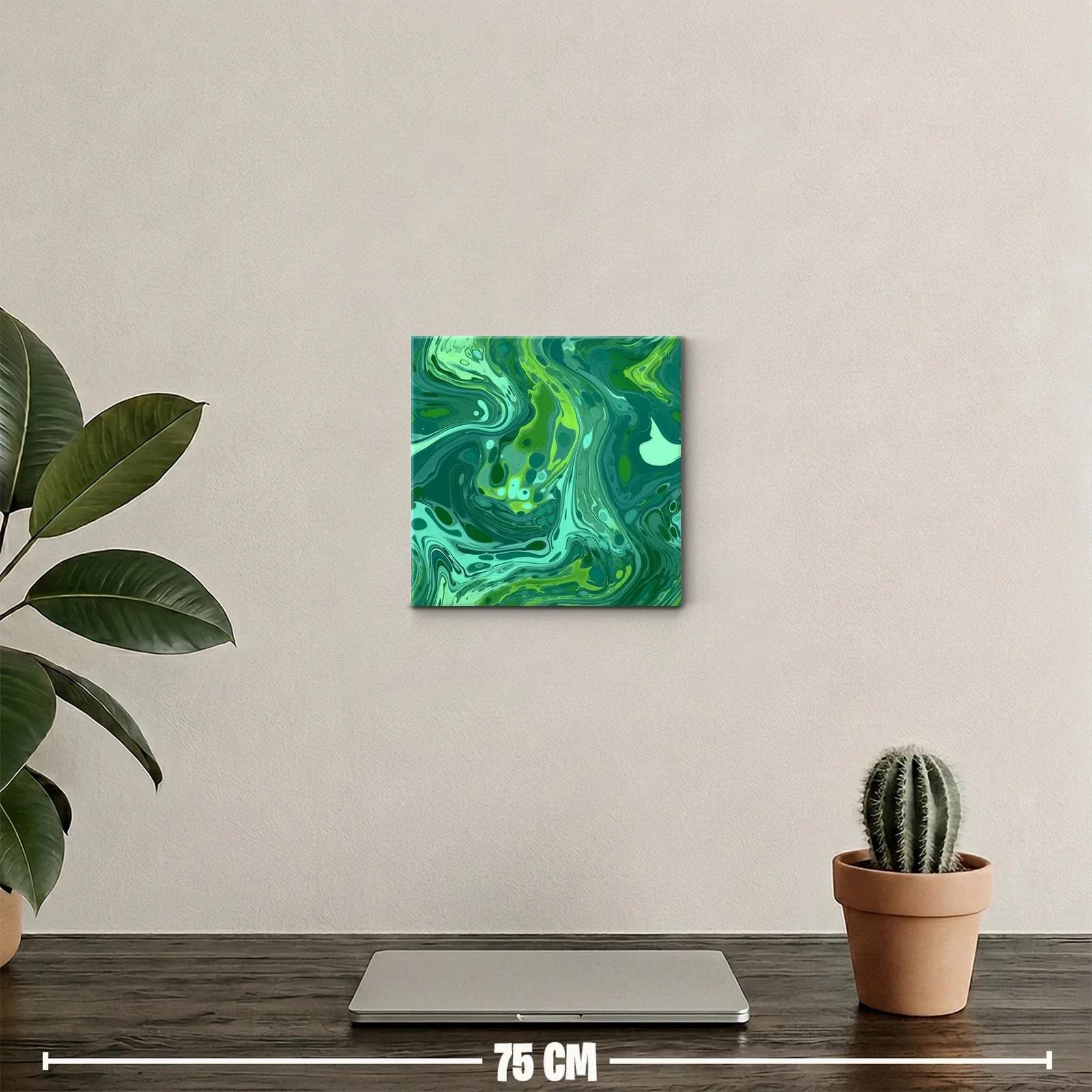 Cuadro decorativo con diseño abstracto en tonos verdes dinámicos — miniatura 2