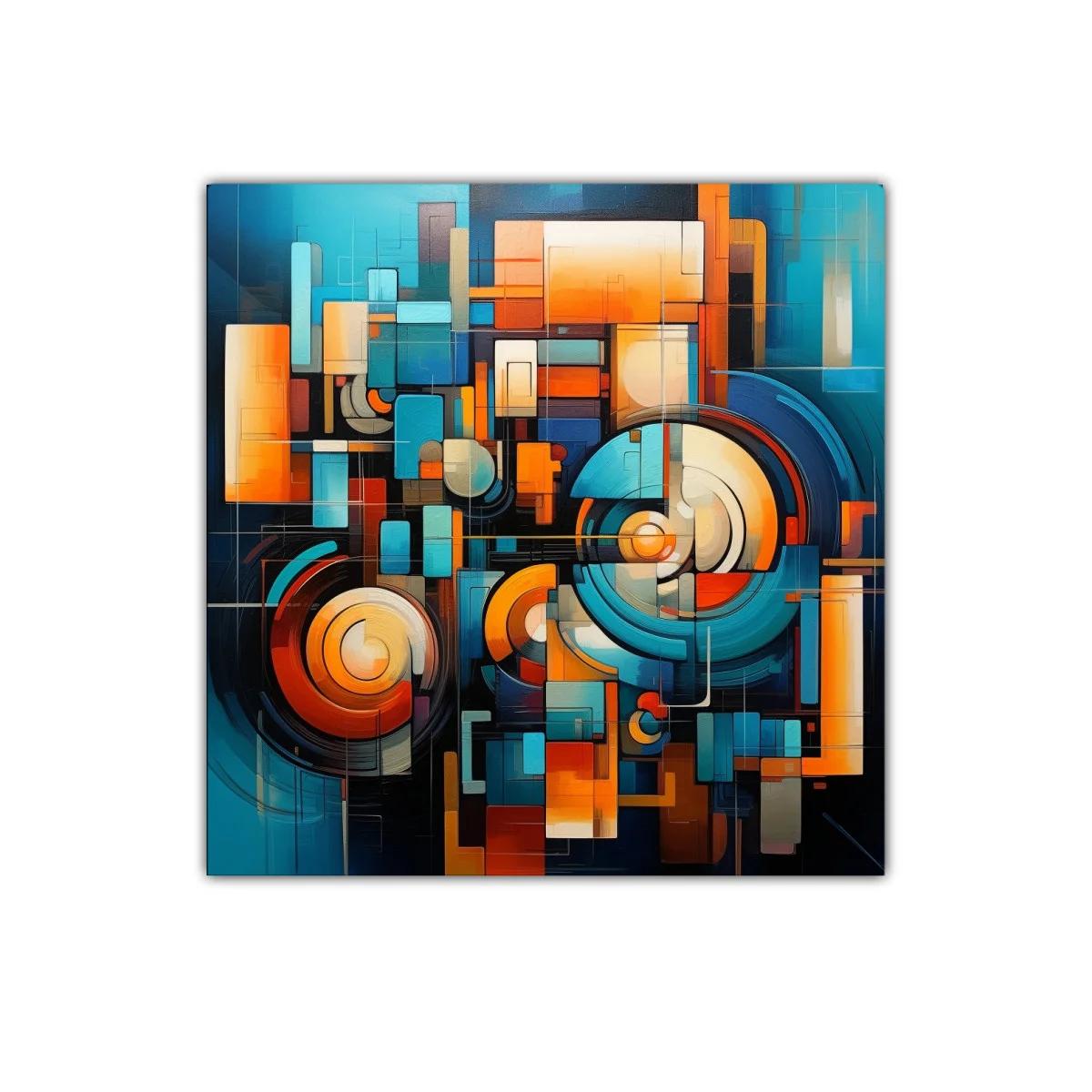 Composición abstracta con círculos y formas geométricas vibrantes