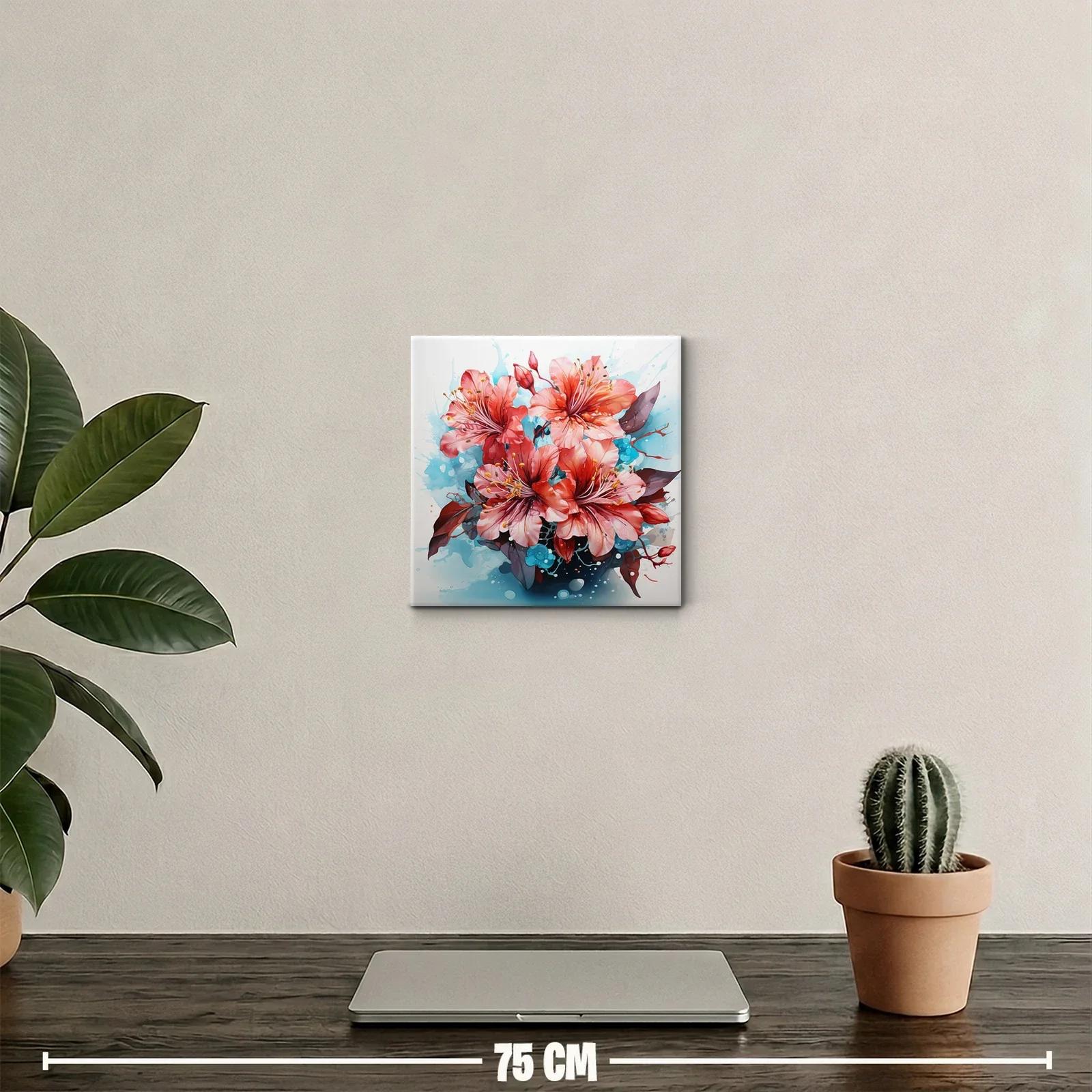 Cuadro decorativo con flores vibrantes y tonos contrastantes — miniatura 2