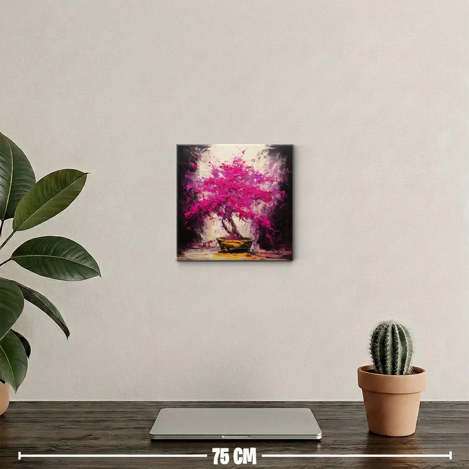 Cuadro decorativo con árbol de flores en tonos fucsia vibrante — miniatura 2