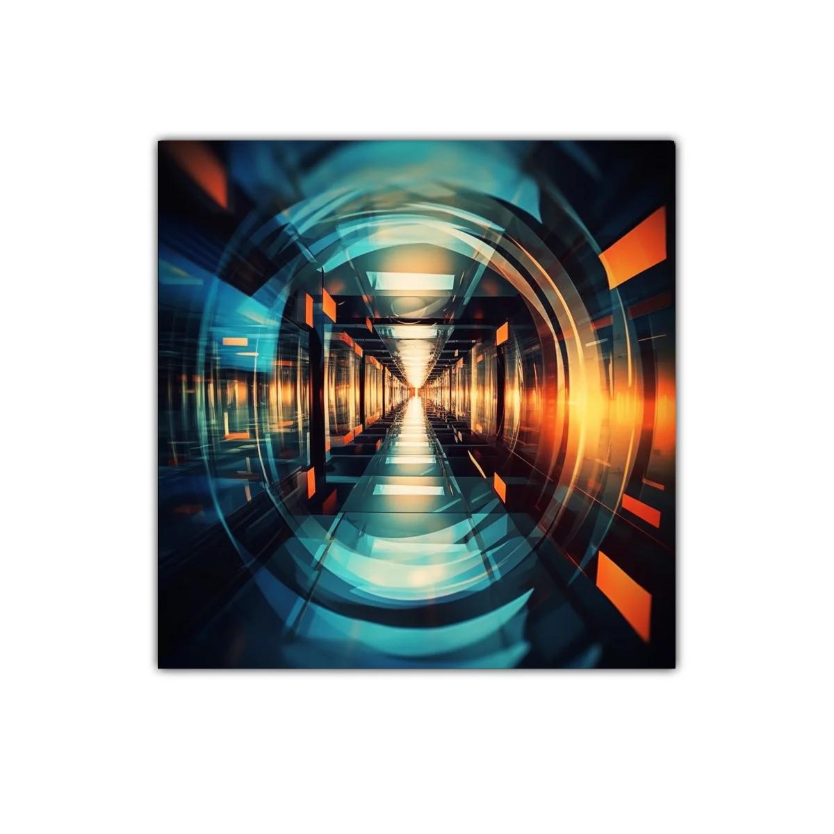 Perspectiva futurista con luces cálidas y formas geométricas — imagen principal