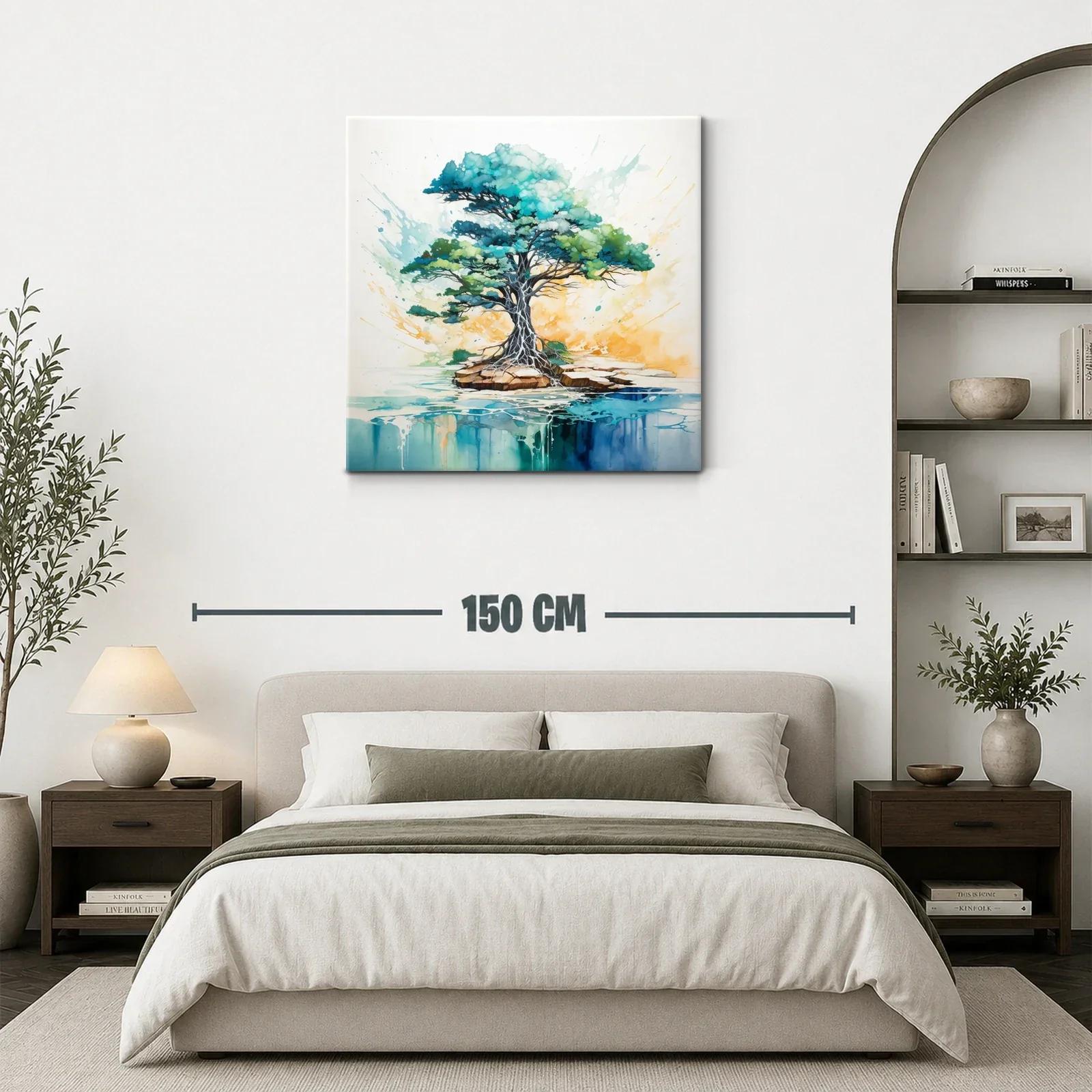 Árbol vibrante sobre isla con reflejos acuáticos — miniatura 3