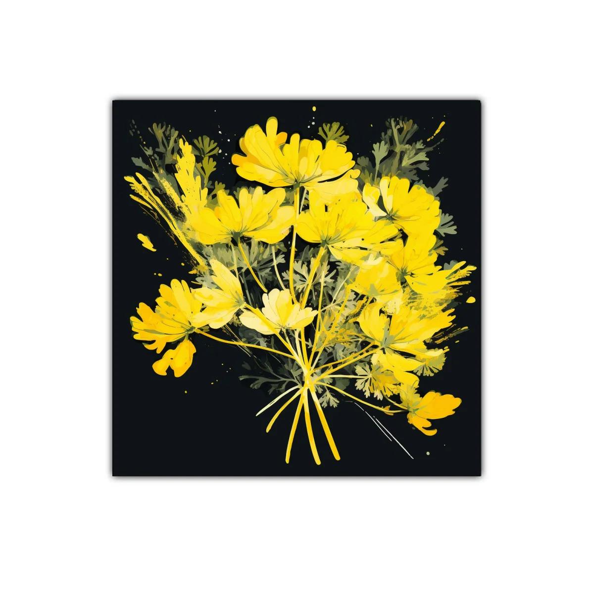 Ramo vibrante de flores amarillas con fondo oscuro