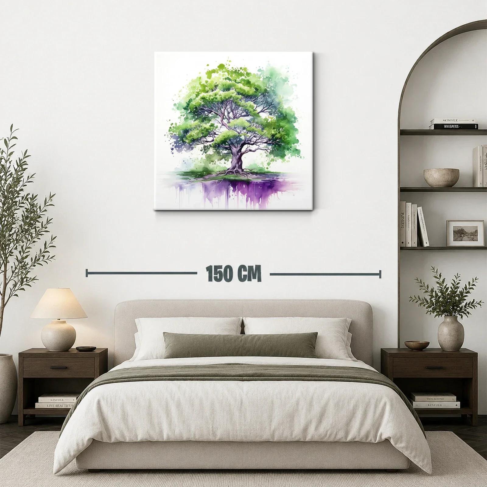 Árbol vibrante con reflejo en tonos verdes y púrpuras — miniatura 3