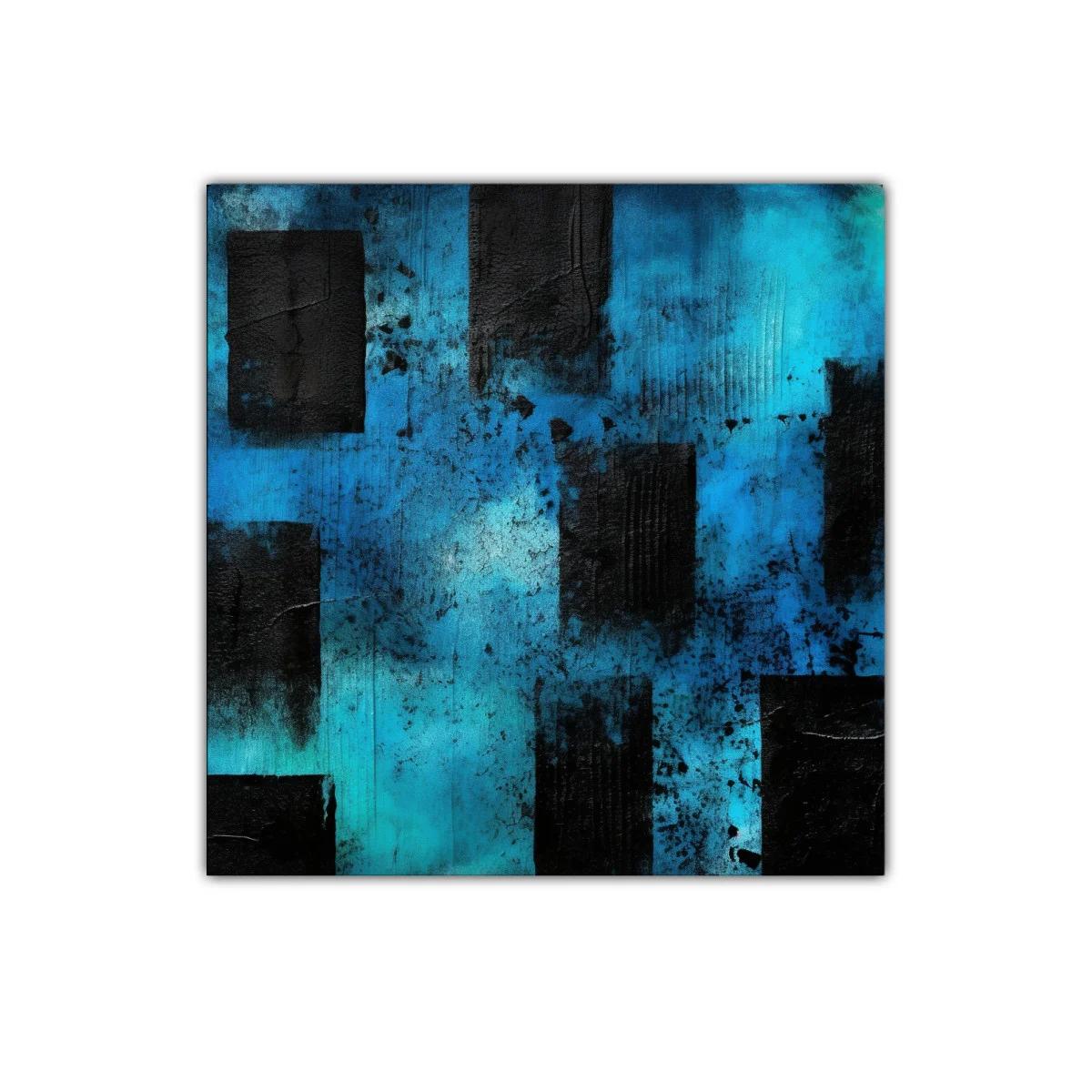 Cuadro abstracto en tonos azules y negros