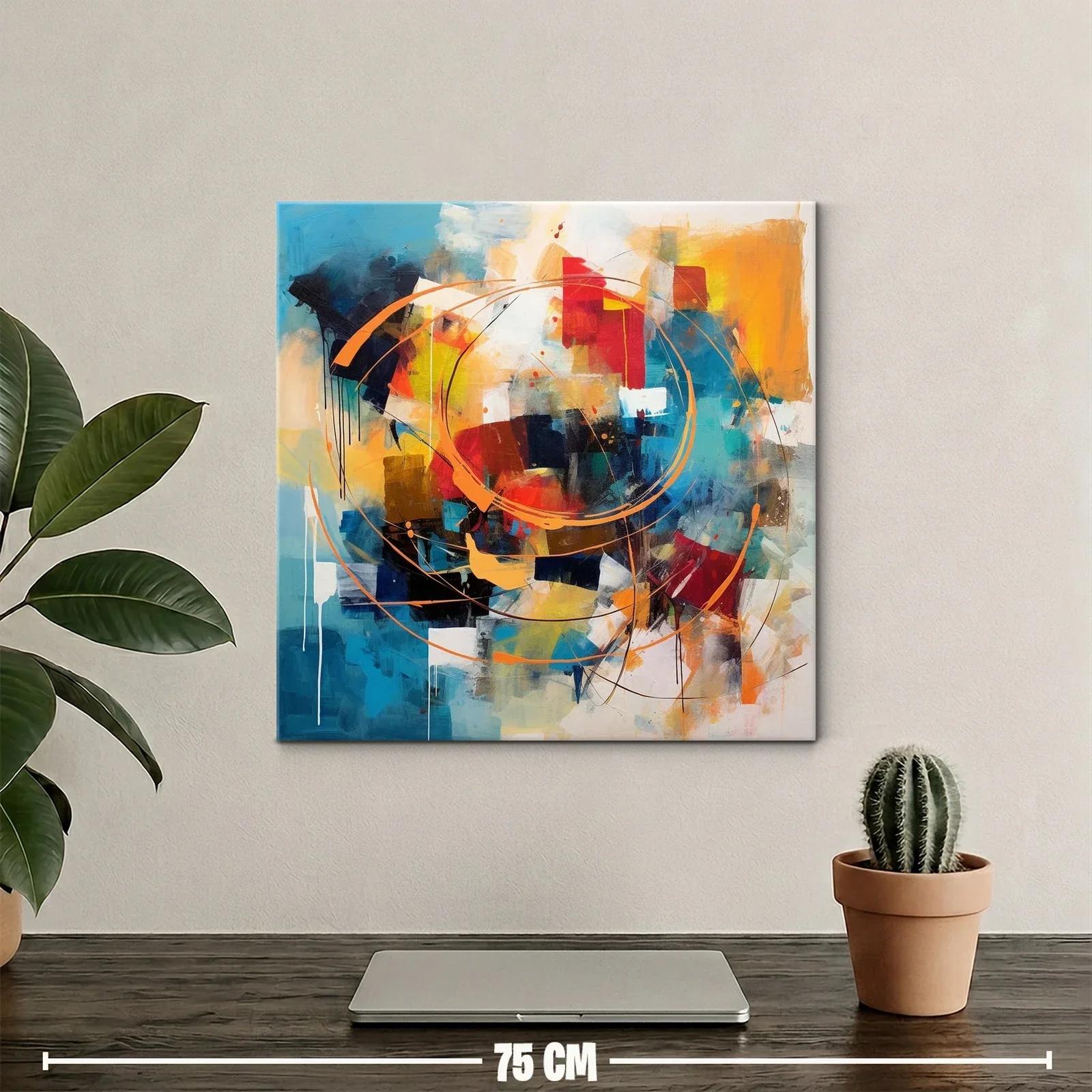 Cuadro abstracto con vibrantes círculos y formas geométricas — miniatura 2