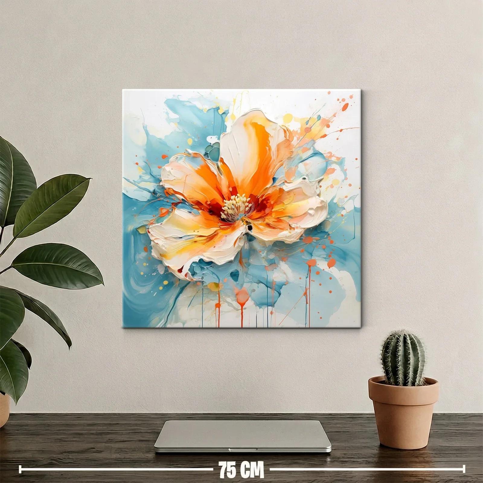 Cuadro flor vibrante con tonos cálidos y acuarelados — miniatura 2