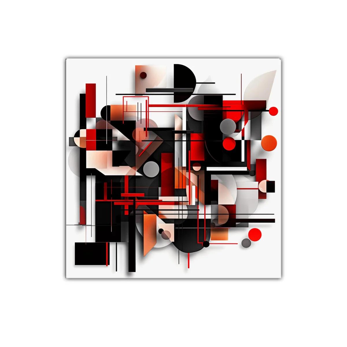 Composición geométrica abstracta en tonos rojo y negro