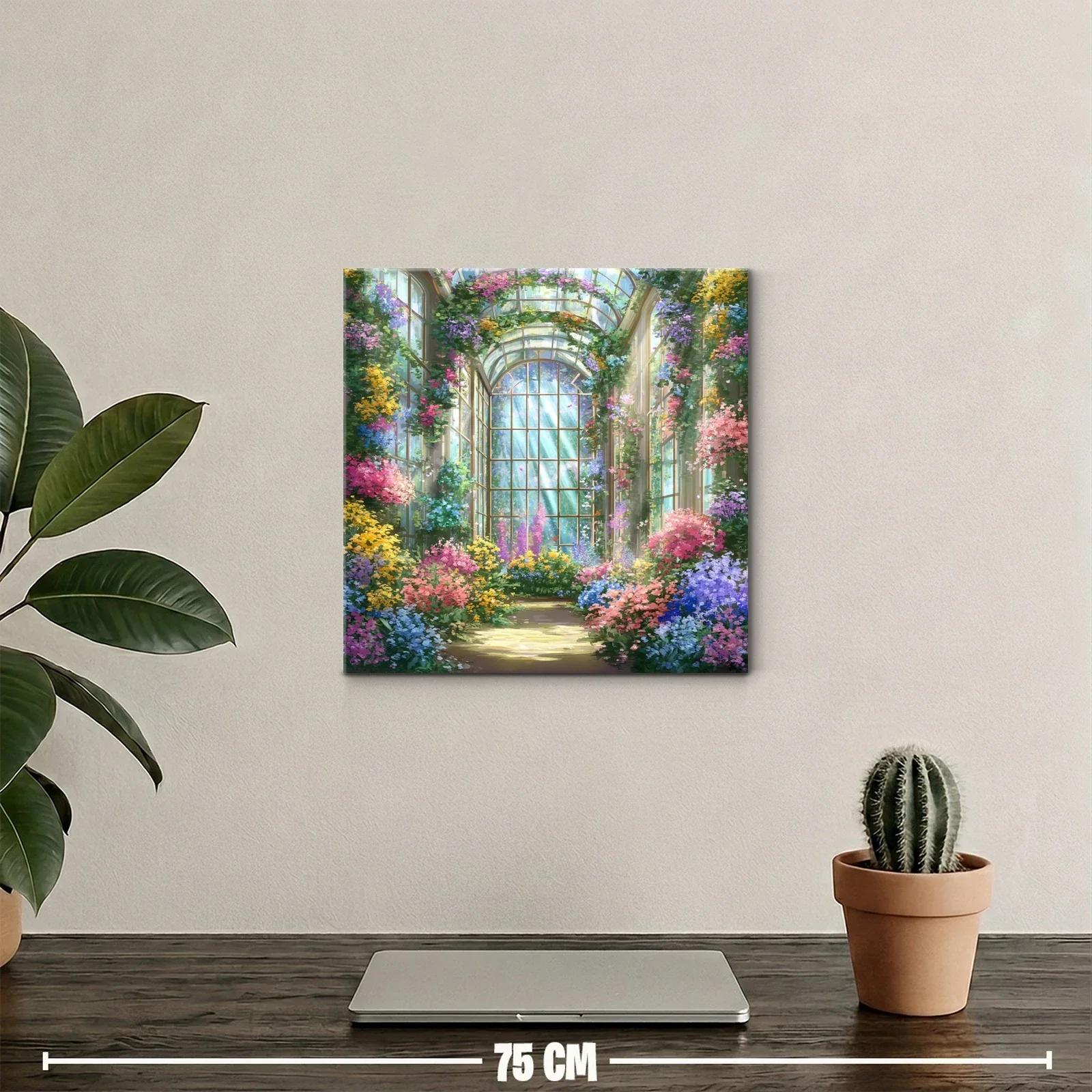 Jardín de flores en invernadero con luz brillante — miniatura 2